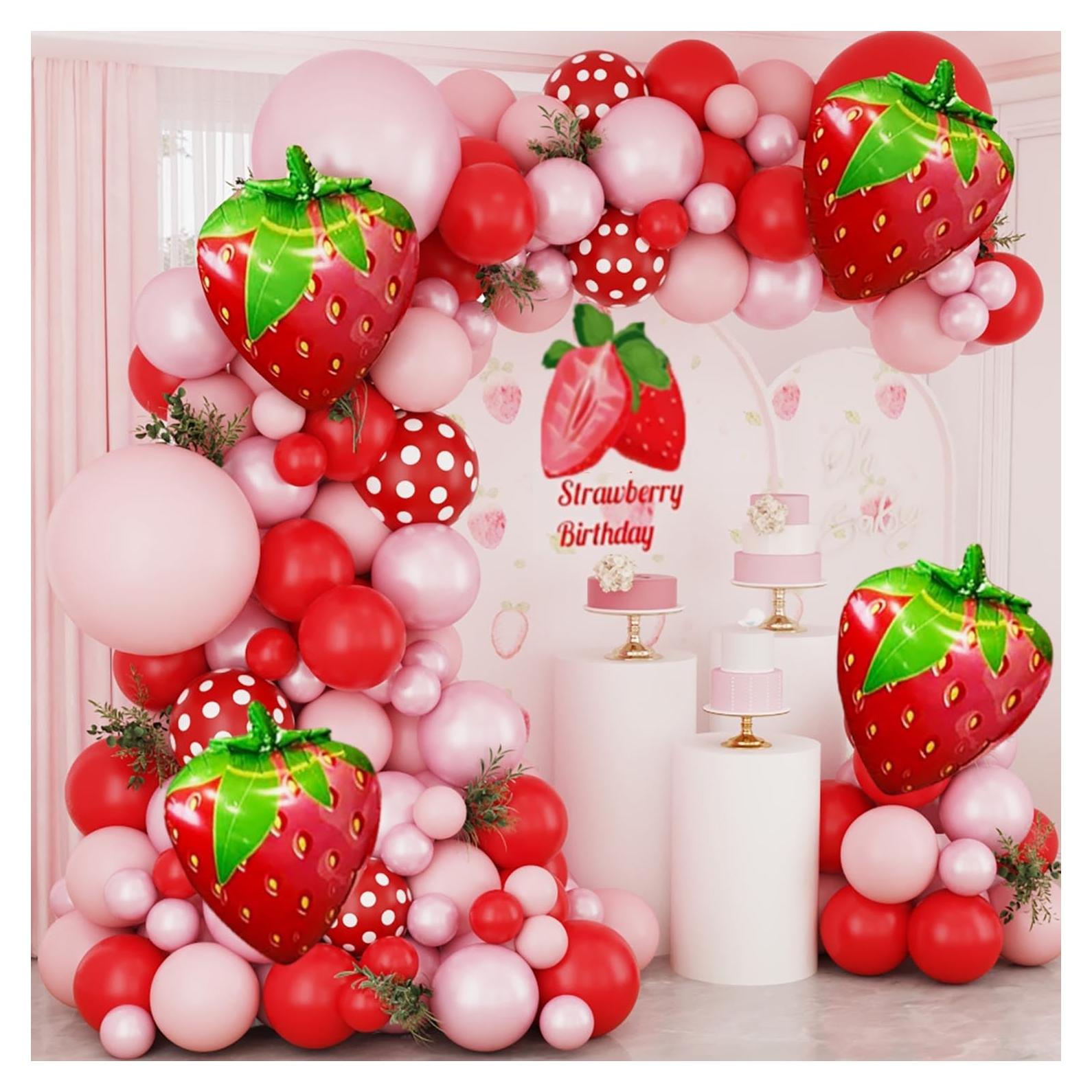 Kit de Arco de Globos Fresa 152 Piezas Baiyou Decoración Fiesta