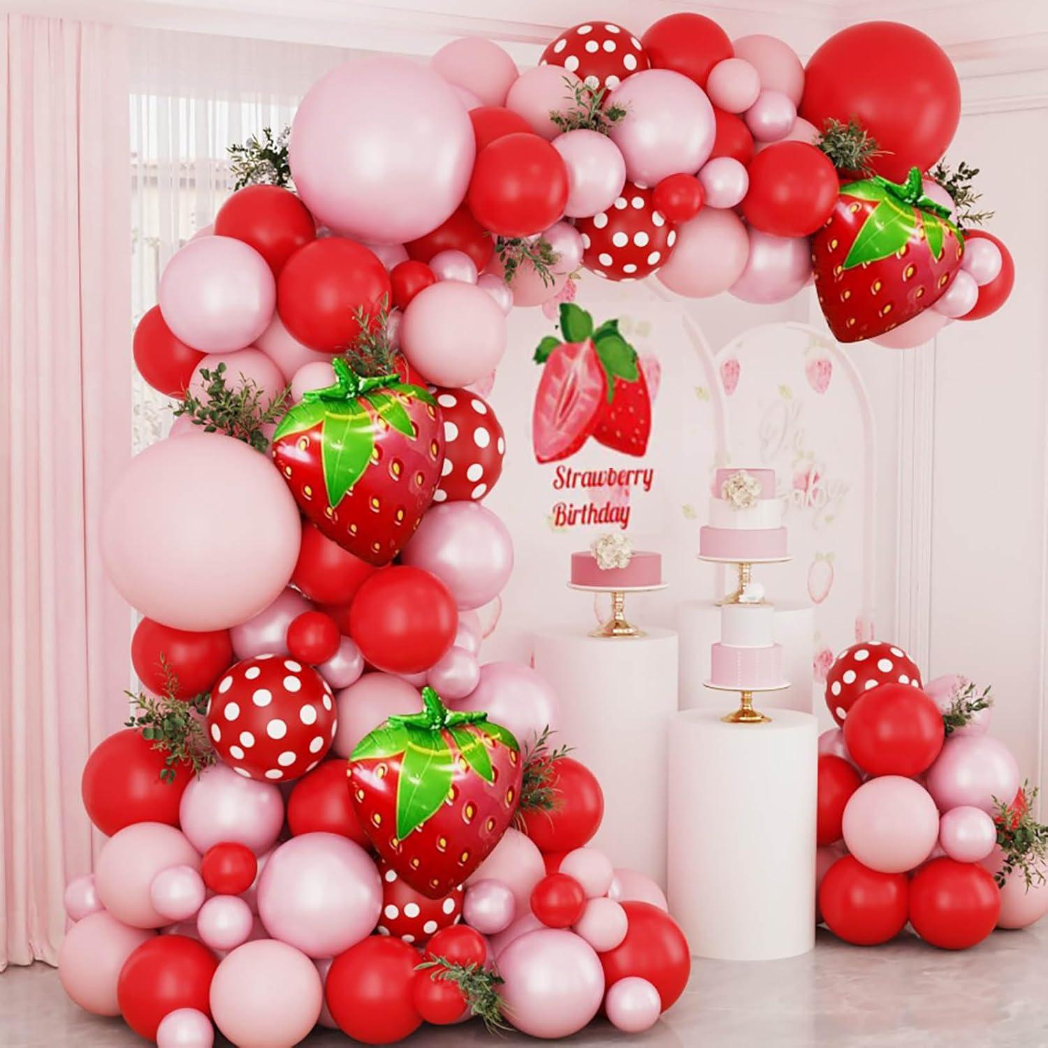Kit de Arco de Globos Fresa 152 Piezas Baiyou Decoración Fiesta