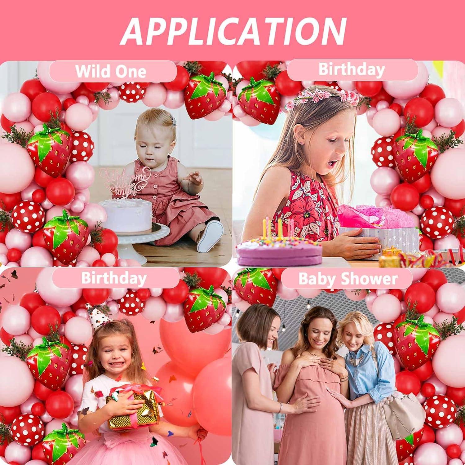 Kit de Arco de Globos Fresa 152 Piezas Baiyou Decoración Fiesta