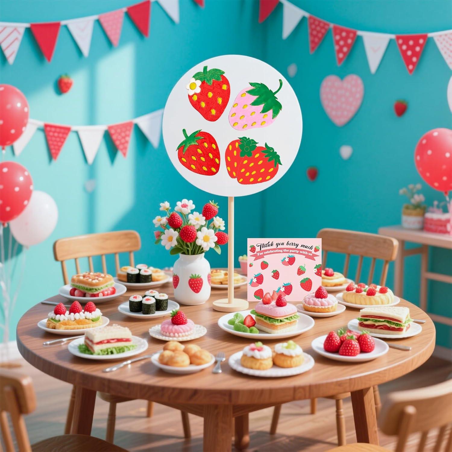 Conjunto de Decoraciones de Fiesta de Fresa Bafeil - 24 Piezas