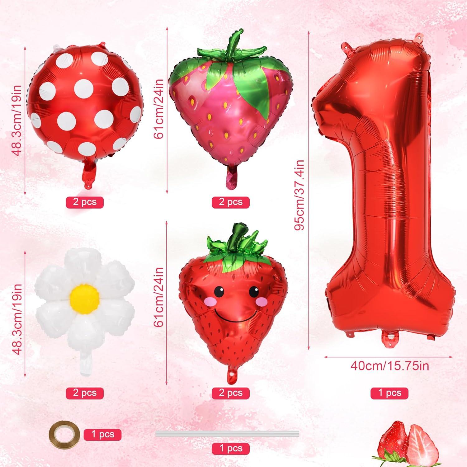 Kit de Globos de Fiesta Tinoaly 9 Piezas Fresa 1er Cumpleaños