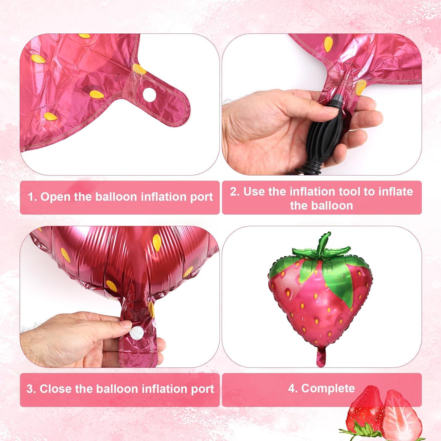 Kit de Globos de Fiesta Tinoaly 9 Piezas Fresa 1er Cumpleaños