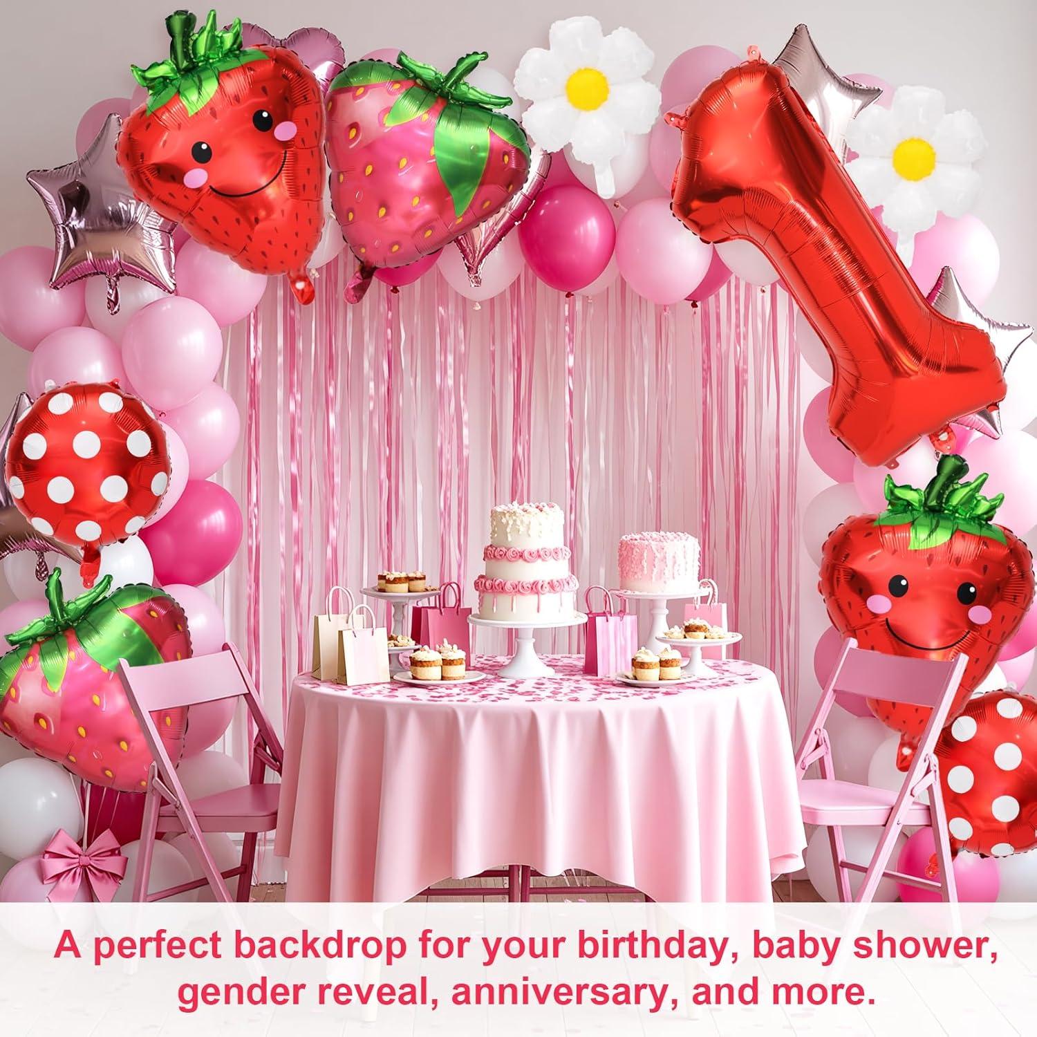 Kit de Globos de Fiesta Tinoaly 9 Piezas Fresa 1er Cumpleaños