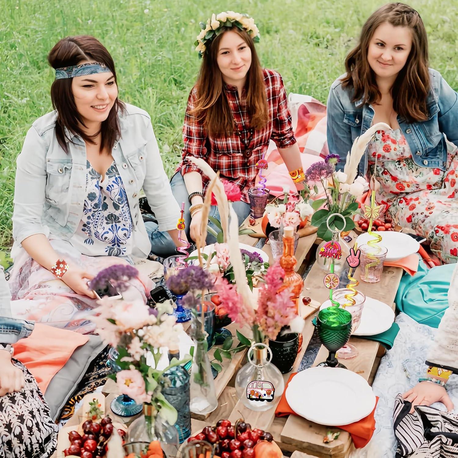 Set de 110PCS Favoritos de Fiesta Groovy Boho - Decoraciones Retro