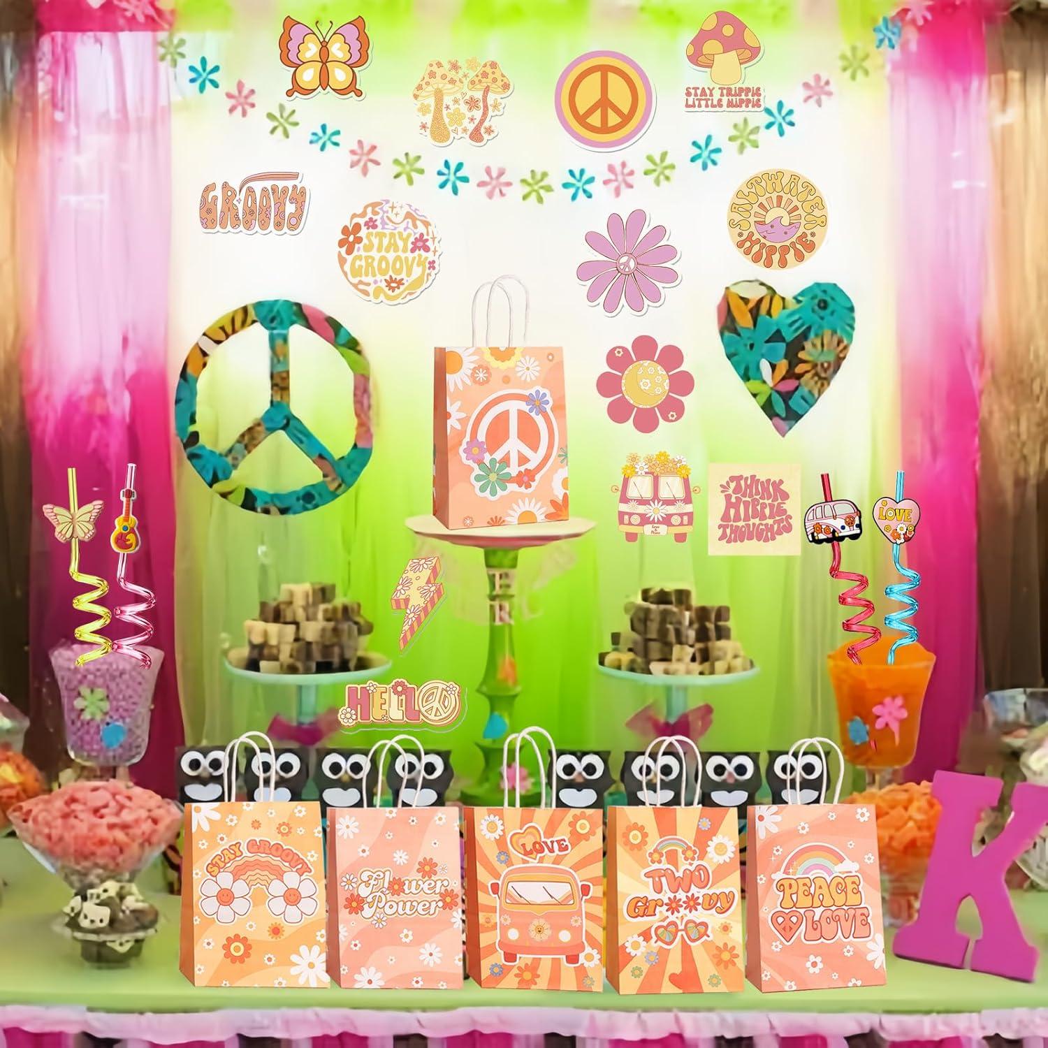 Set de 110PCS Favoritos de Fiesta Groovy Boho - Decoraciones Retro