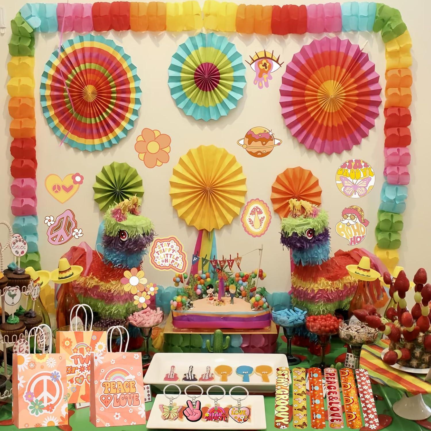 Set de 110PCS Favoritos de Fiesta Groovy Boho - Decoraciones Retro