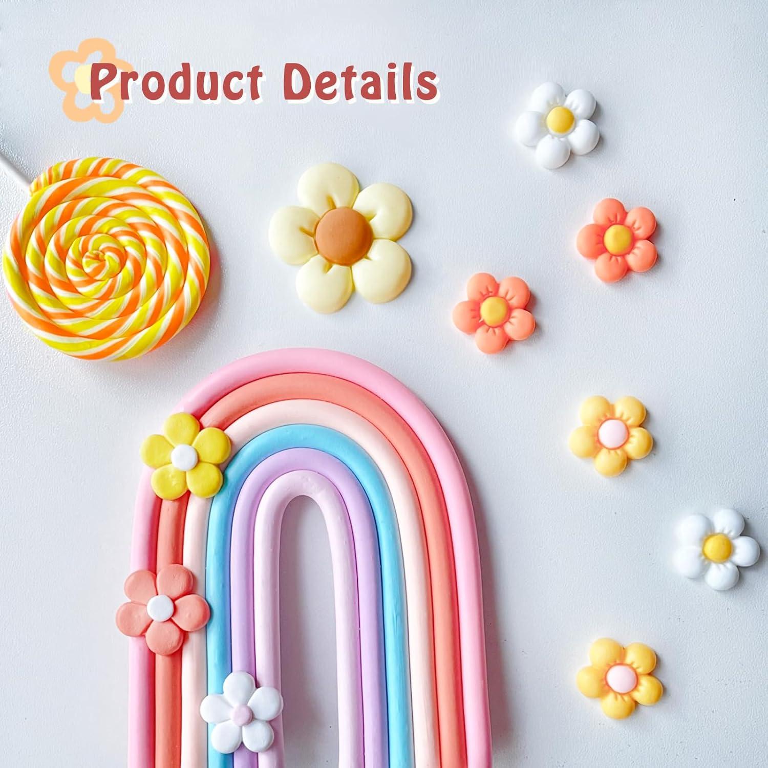 40 Adornos de Pastel Groovy Boho UFROMSKY - Arcoíris y Flores