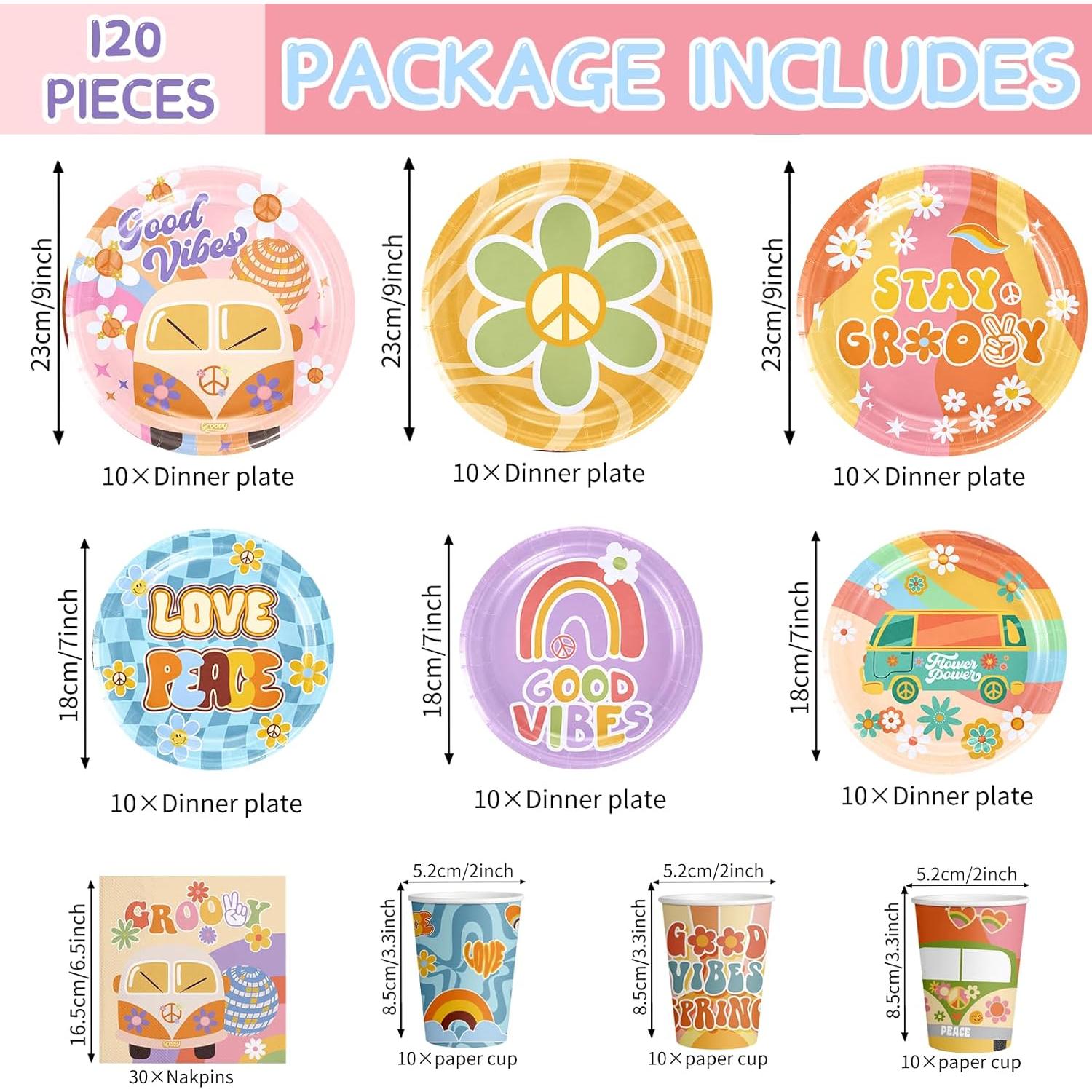 Juego de Vajilla para Fiesta Boho QICI 120 Piezas Cumpleaños