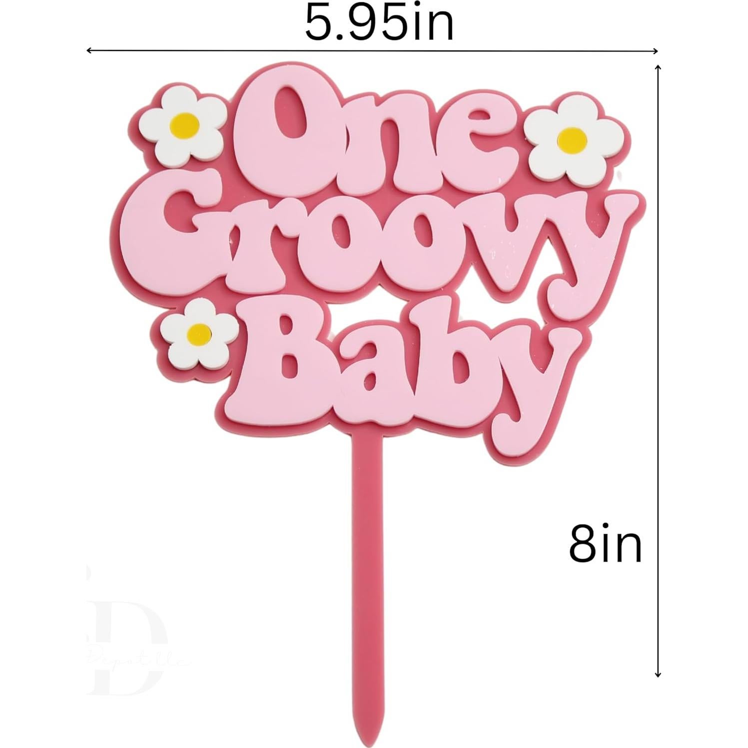 Cake Topper Acrílico Rosa Doble Capa Un Bebé Groovy 15cm