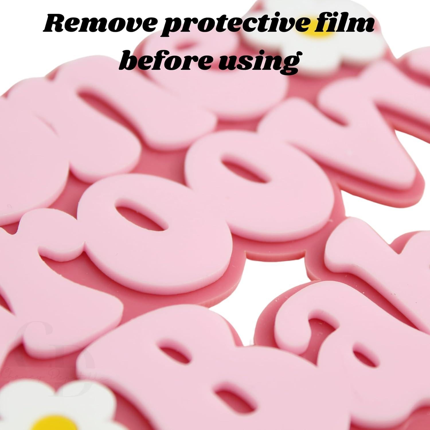 Cake Topper Acrílico Rosa Doble Capa Un Bebé Groovy 15cm