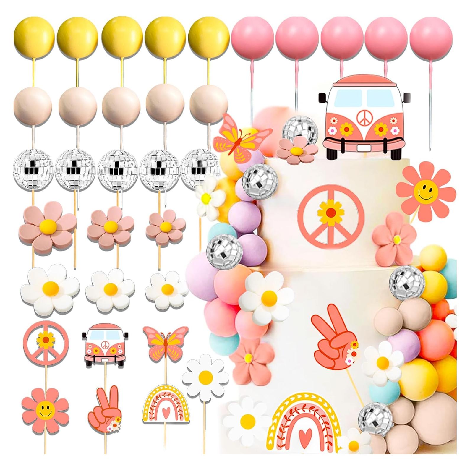 Decoraciones de Pastel JeVenis 34 PCS Boho Hippie Margaritas