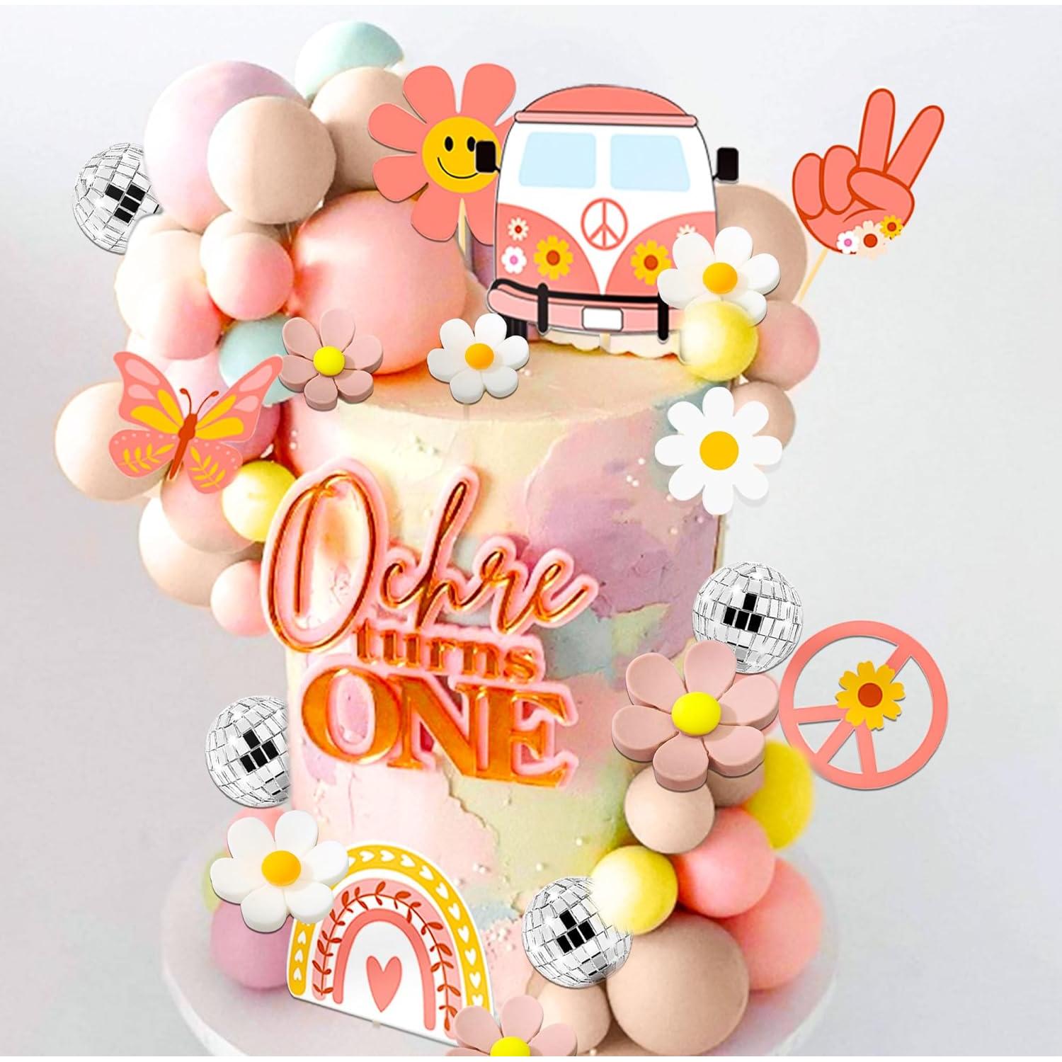 Decoraciones de Pastel JeVenis 34 PCS Boho Hippie Margaritas