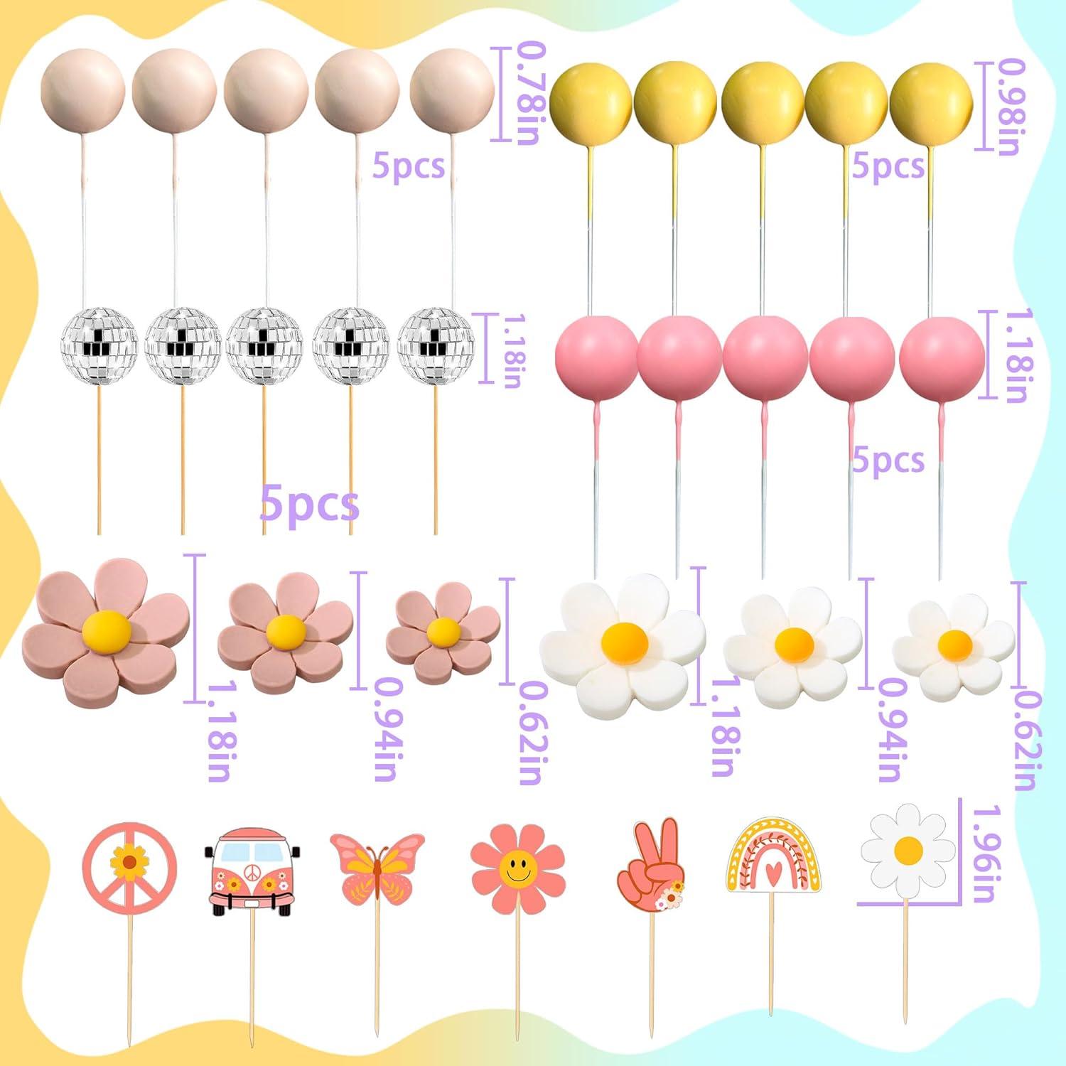 Decoraciones de Pastel JeVenis 34 PCS Boho Hippie Margaritas