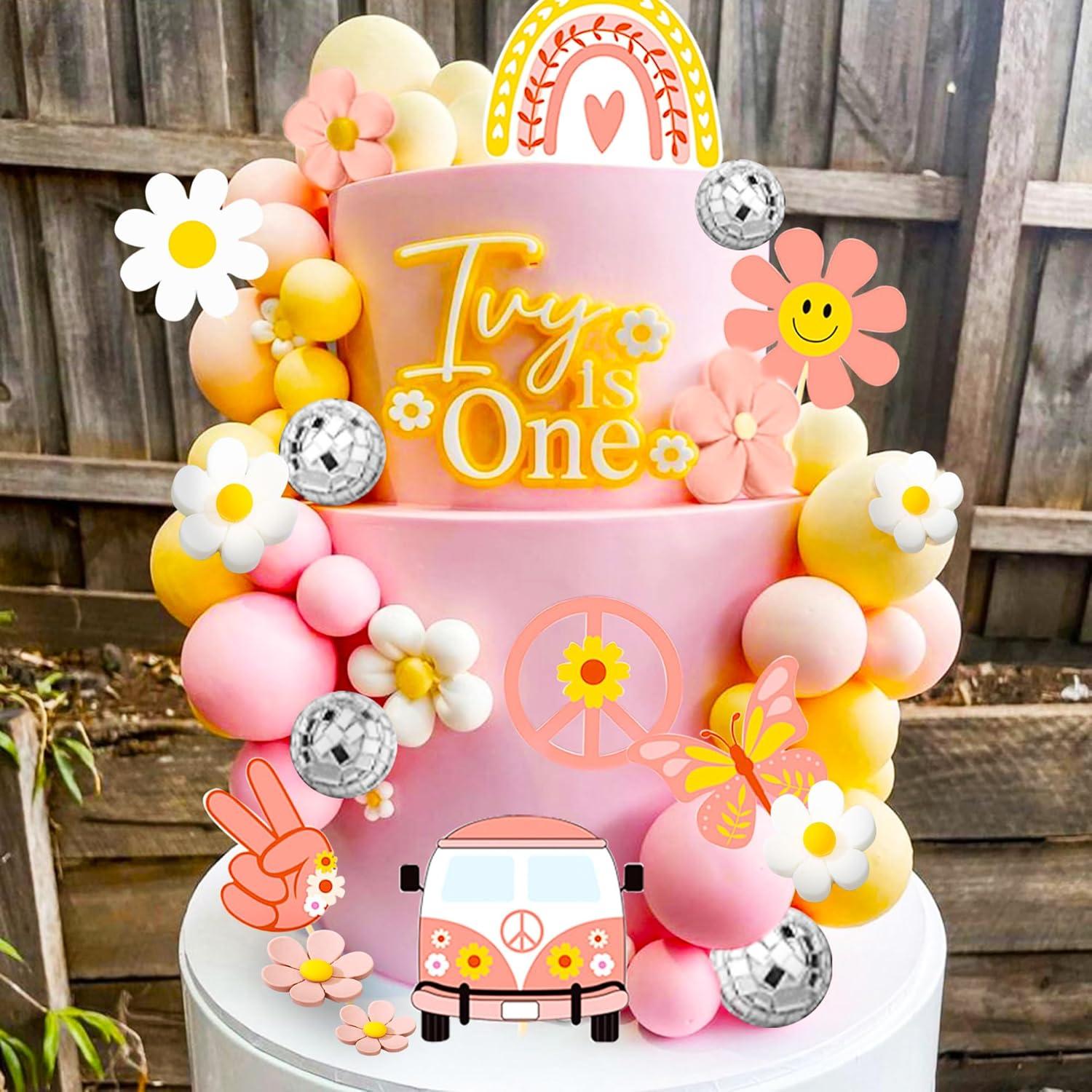 Decoraciones de Pastel JeVenis 34 PCS Boho Hippie Margaritas