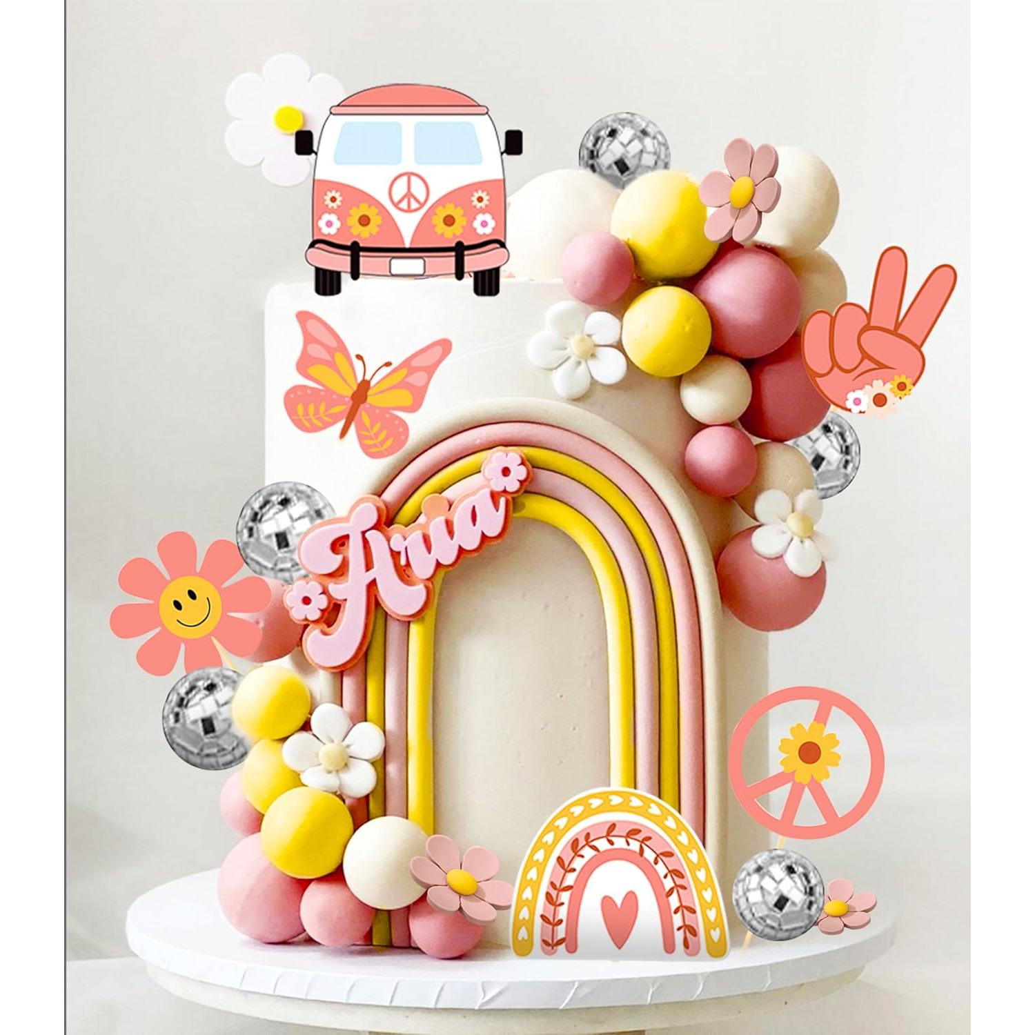 Decoraciones de Pastel JeVenis 34 PCS Boho Hippie Margaritas