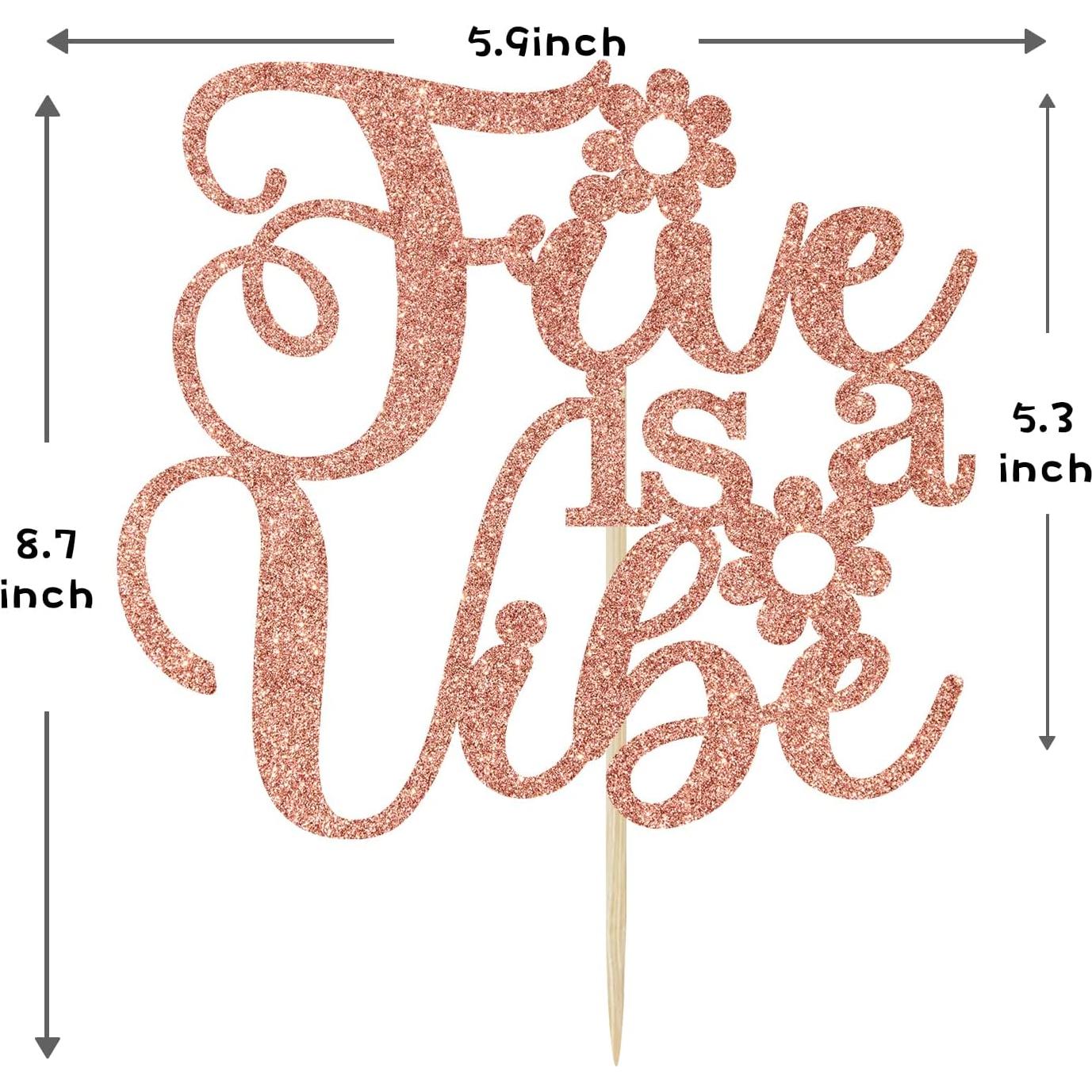 Cake Topper Cinco es una Vibración Aeryourtar 16x11 cm Rosa Oro