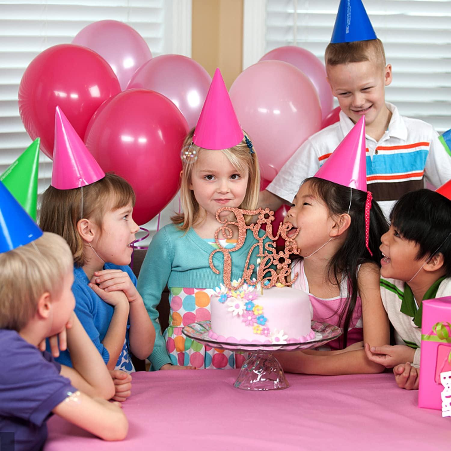 Cake Topper Cinco es una Vibración Aeryourtar 16x11 cm Rosa Oro