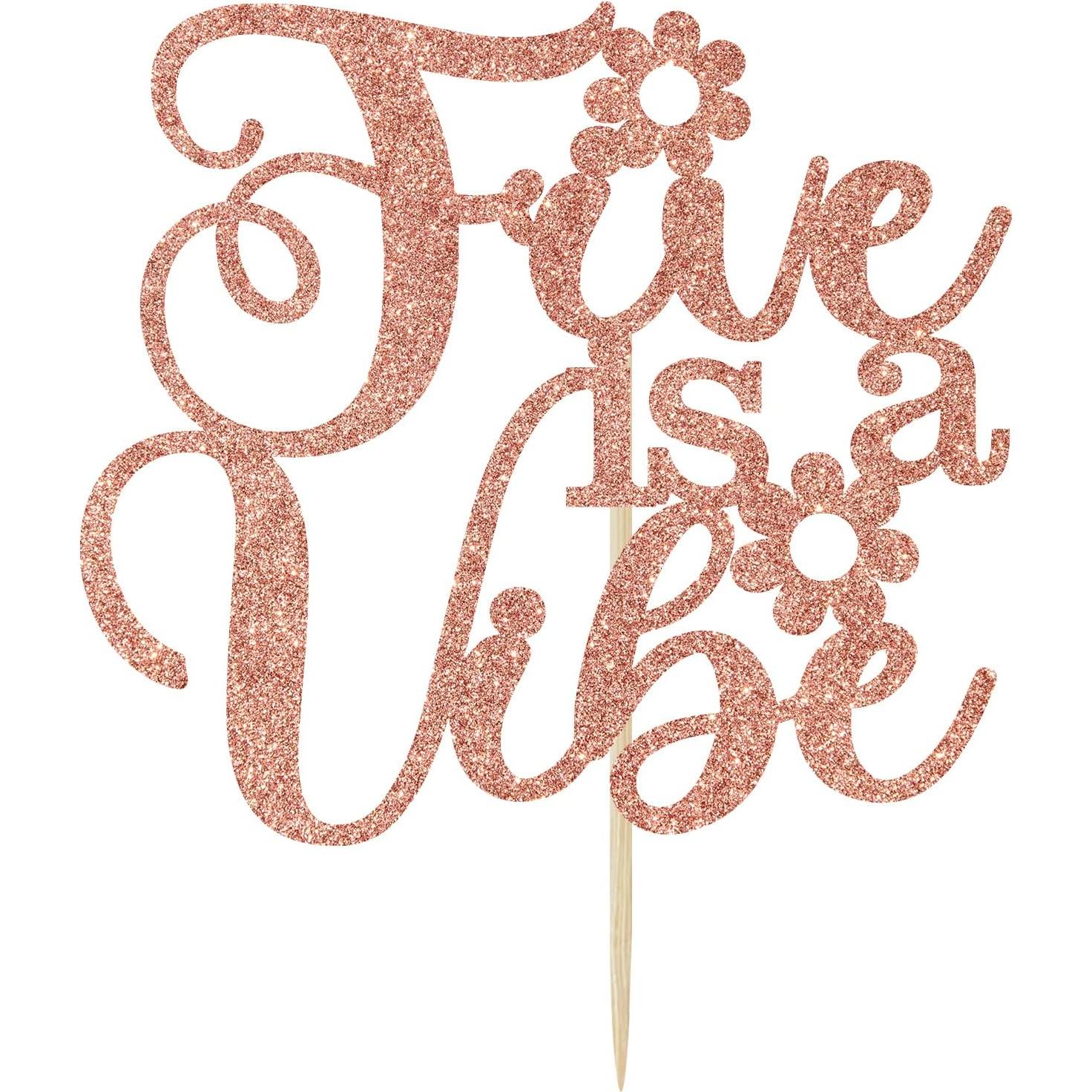 Cake Topper Cinco es una Vibración Aeryourtar 16x11 cm Rosa Oro
