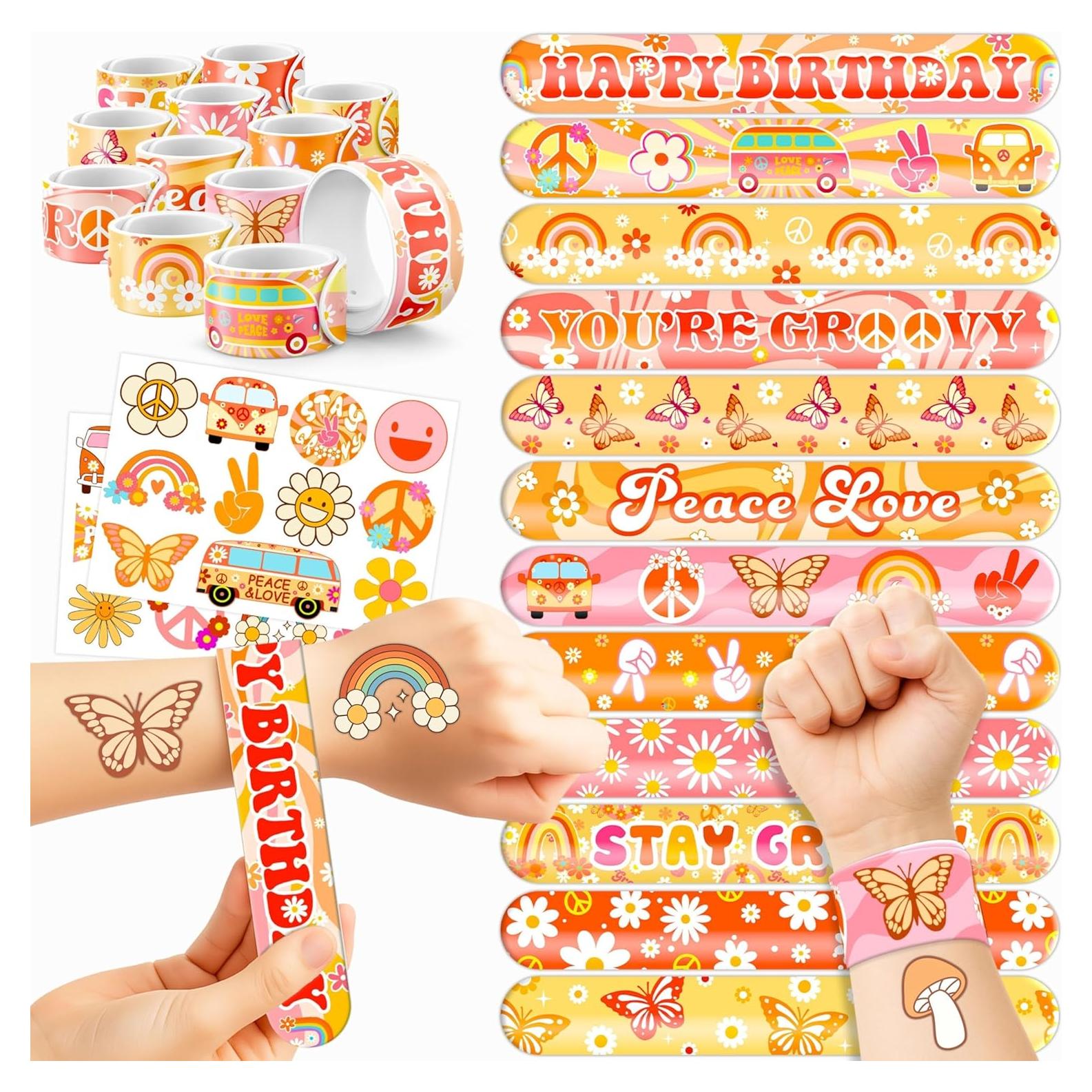 Juego de Fiesta Groovy 48PCS - Tatuajes y Pulseras para Niños