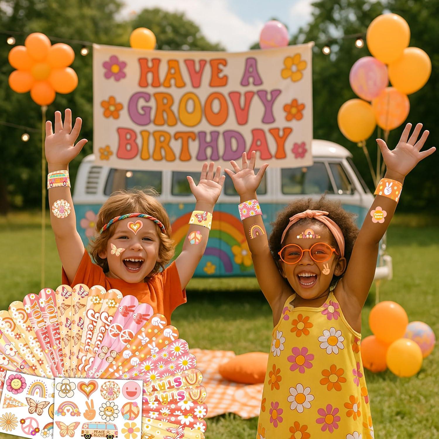 Juego de Fiesta Groovy 48PCS - Tatuajes y Pulseras para Niños