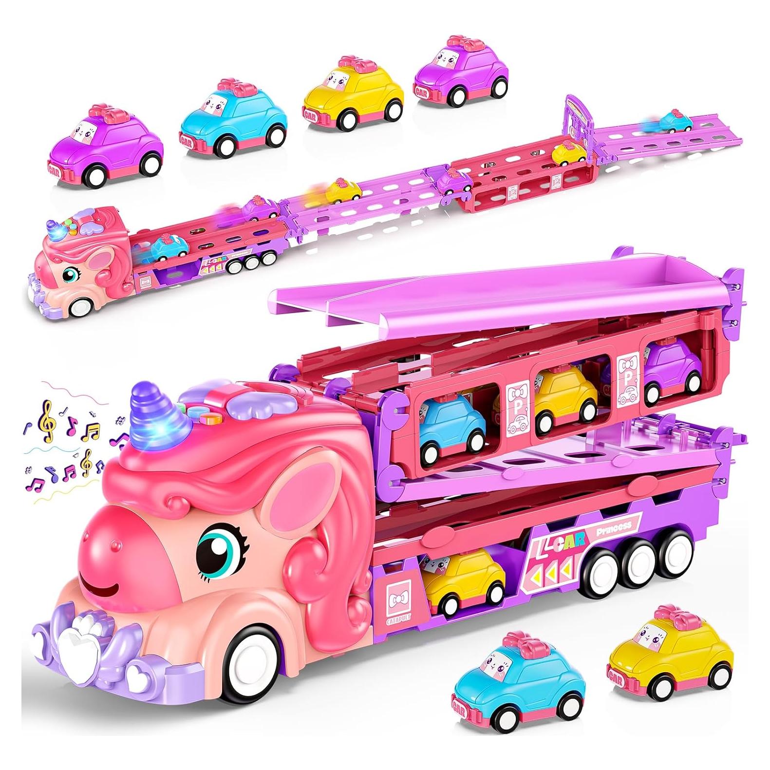 Juego de coches Hot Bee Unicornio con pista y luces - 6 coches