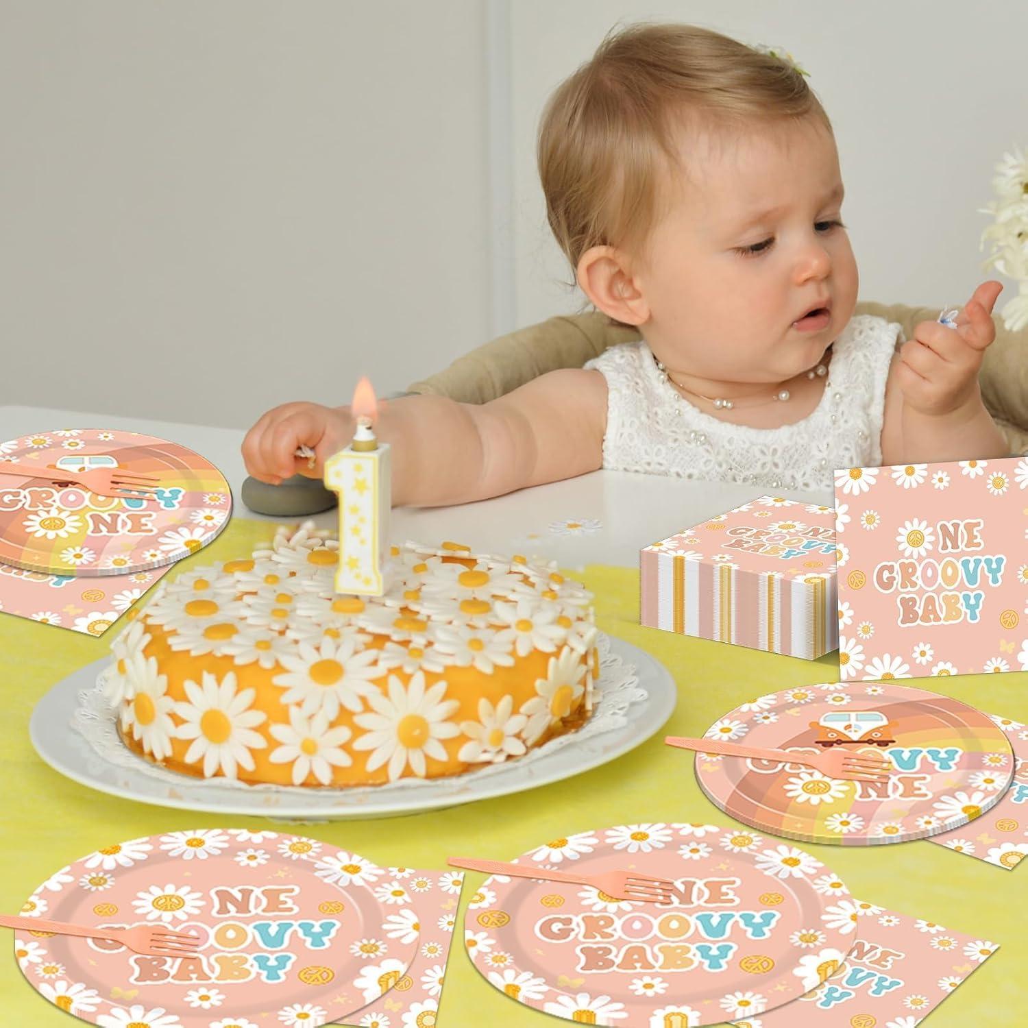 Decoraciones de Cumpleaños Groovy ZOIIWA 96 Piezas para 24 Invitados