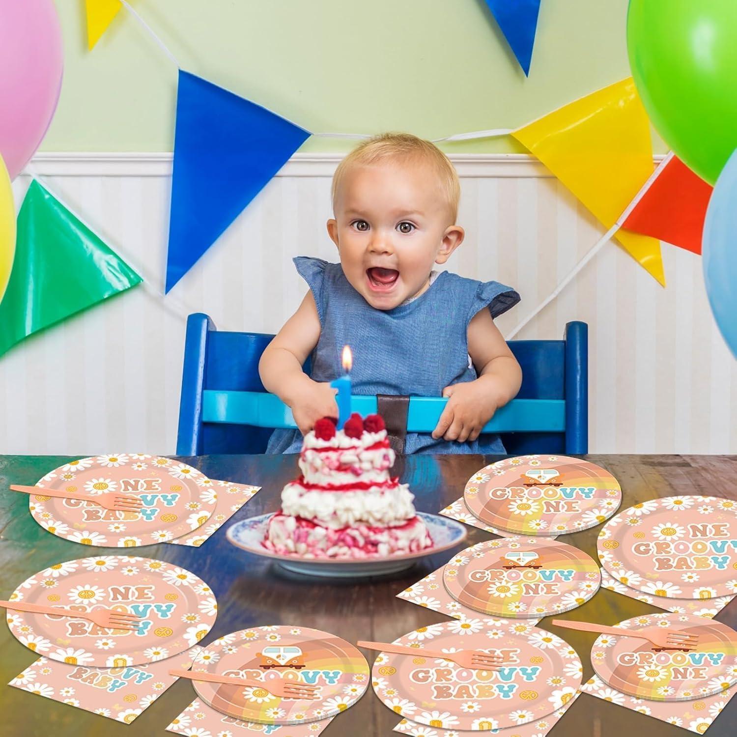 Decoraciones de Cumpleaños Groovy ZOIIWA 96 Piezas para 24 Invitados
