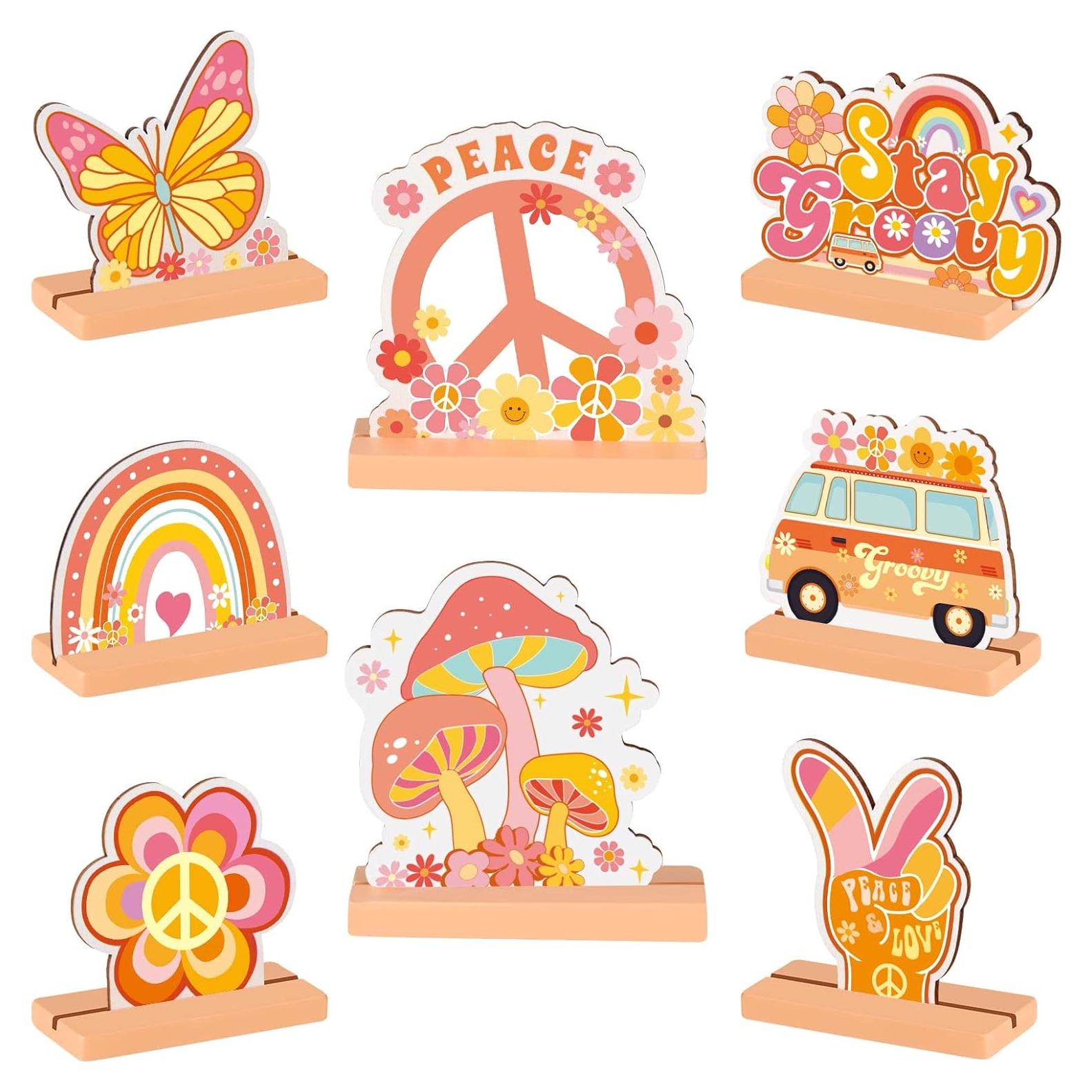 Decoraciones de Fiesta Boho Geetery 8 Piezas Madera Retro