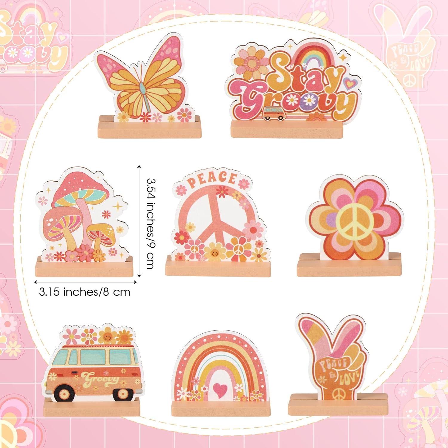 Decoraciones de Fiesta Boho Geetery 8 Piezas Madera Retro