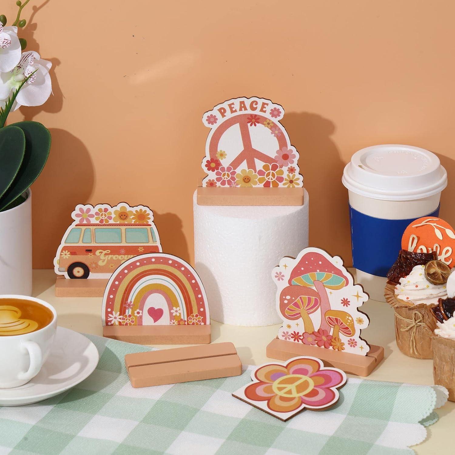 Decoraciones de Fiesta Boho Geetery 8 Piezas Madera Retro