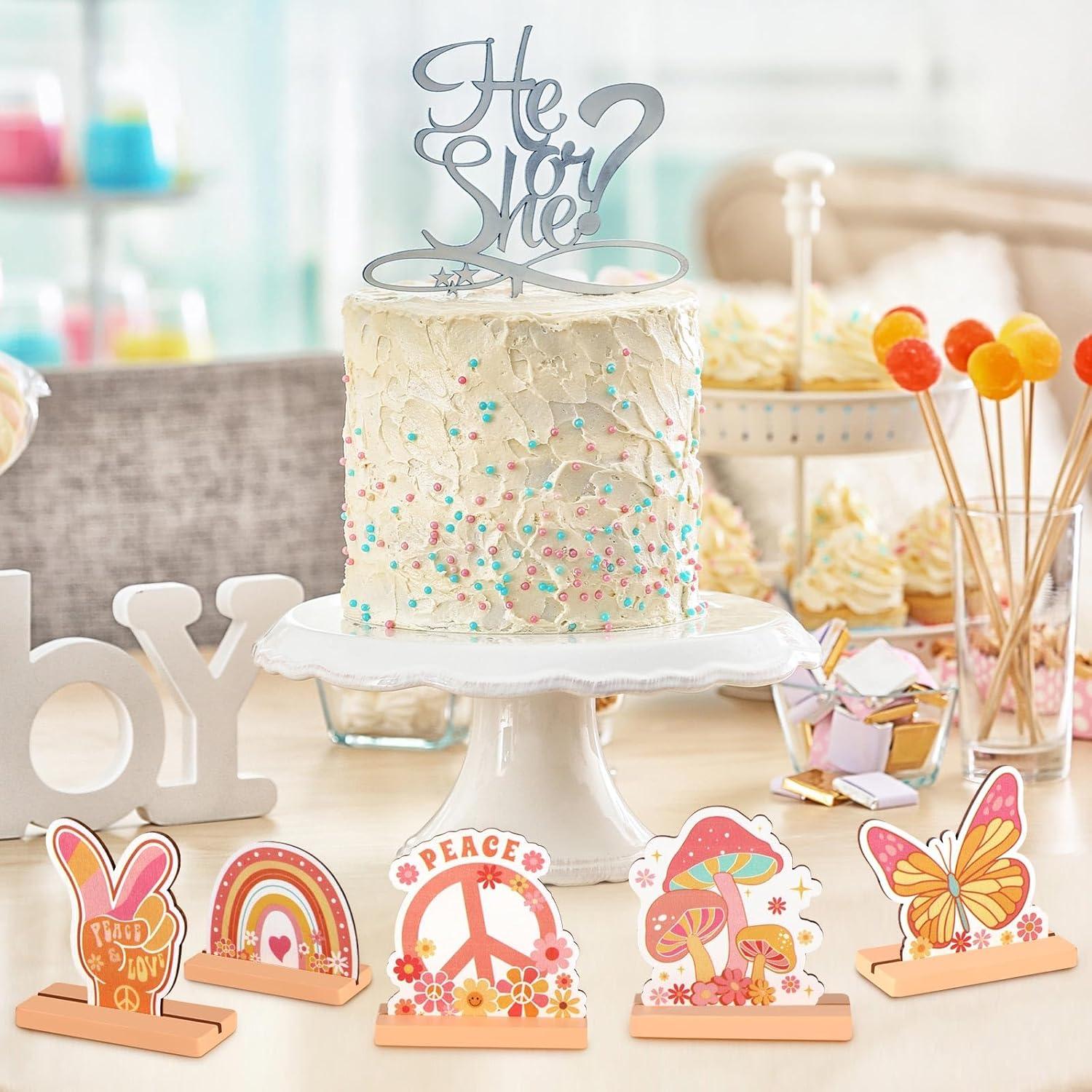 Decoraciones de Fiesta Boho Geetery 8 Piezas Madera Retro