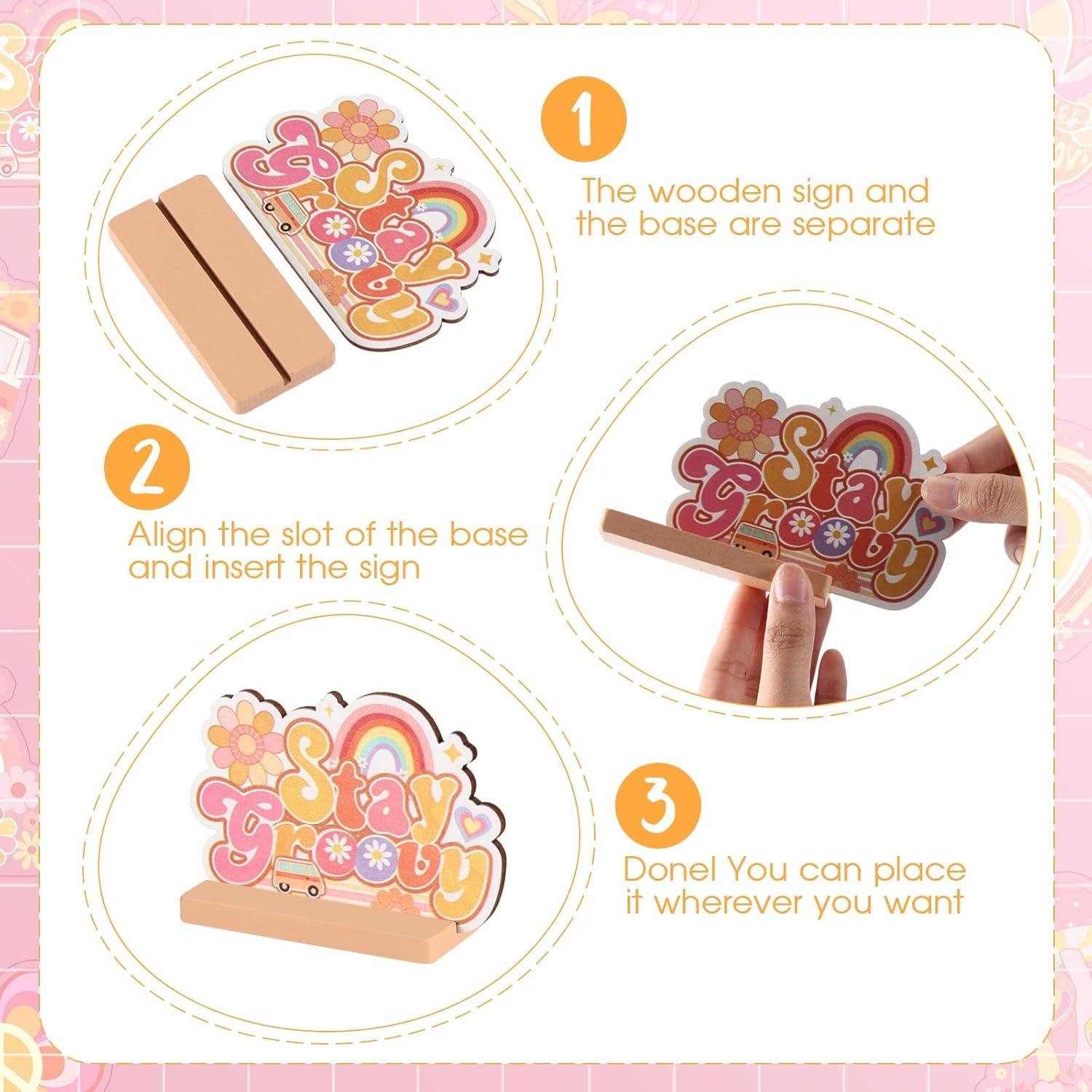 Decoraciones de Fiesta Boho Geetery 8 Piezas Madera Retro