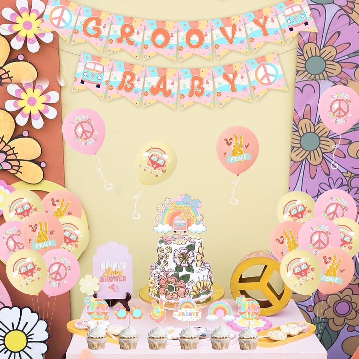 Decoración Baby Shower Cheereveal Groovy, Banner y Globos