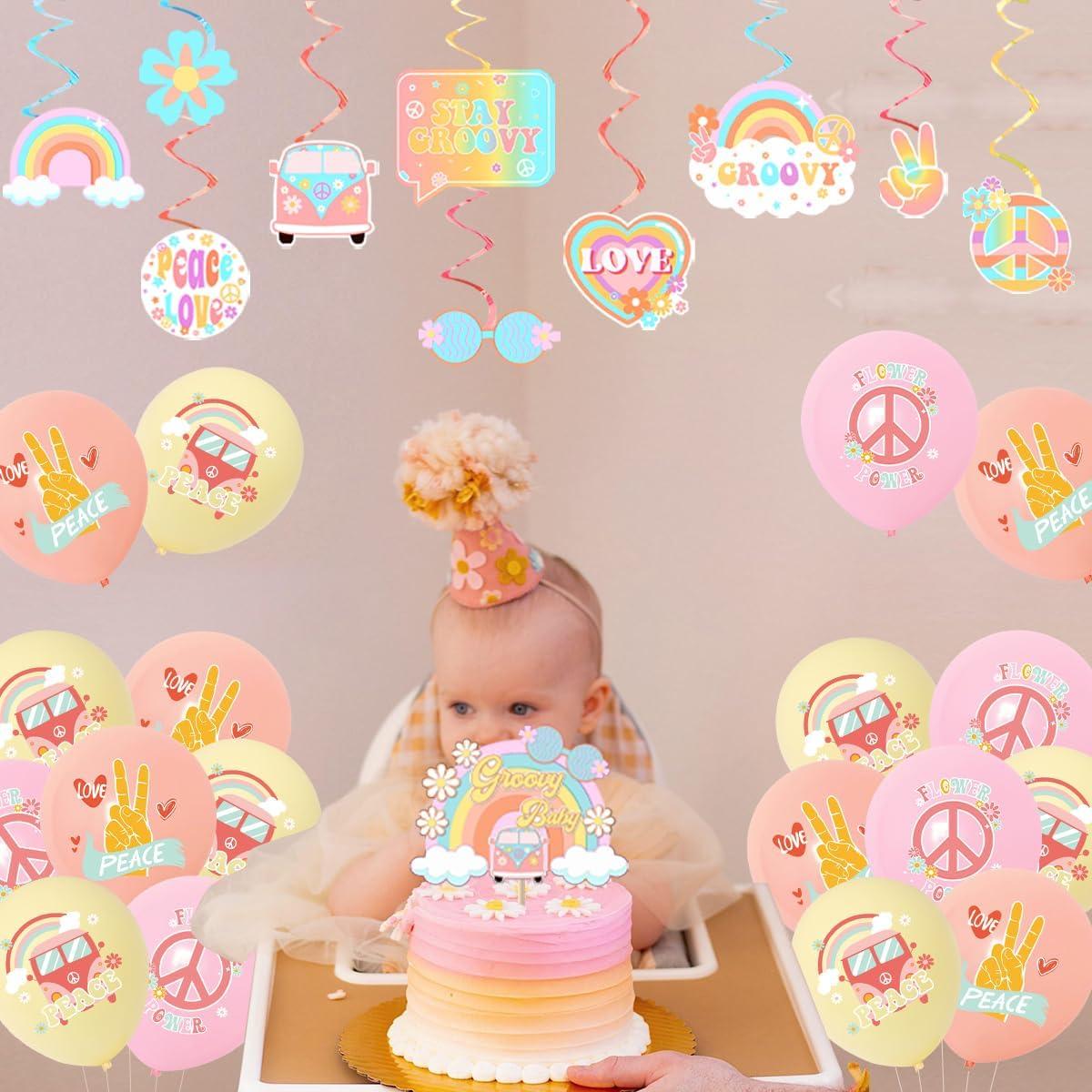 Decoración Baby Shower Cheereveal Groovy, Banner y Globos