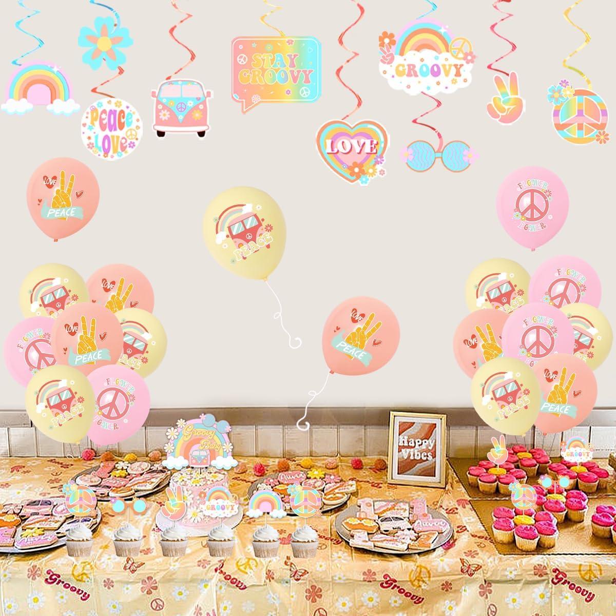 Decoración Baby Shower Cheereveal Groovy, Banner y Globos