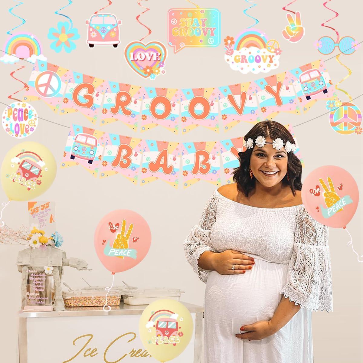 Decoración Baby Shower Cheereveal Groovy, Banner y Globos