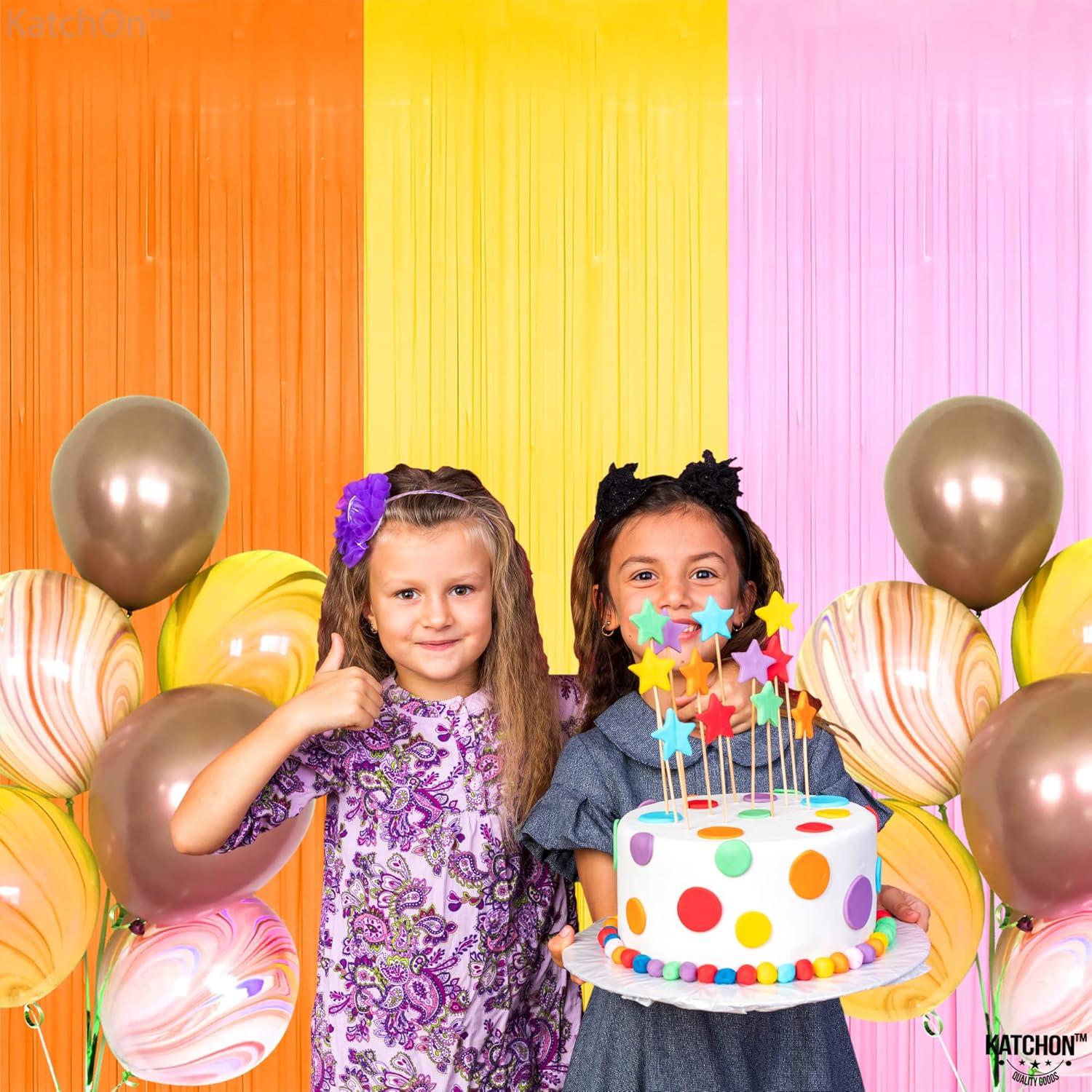 Fondo de Flecos KatchOn 3 Piezas Naranja Rosa Amarillo 0.99x2.44m