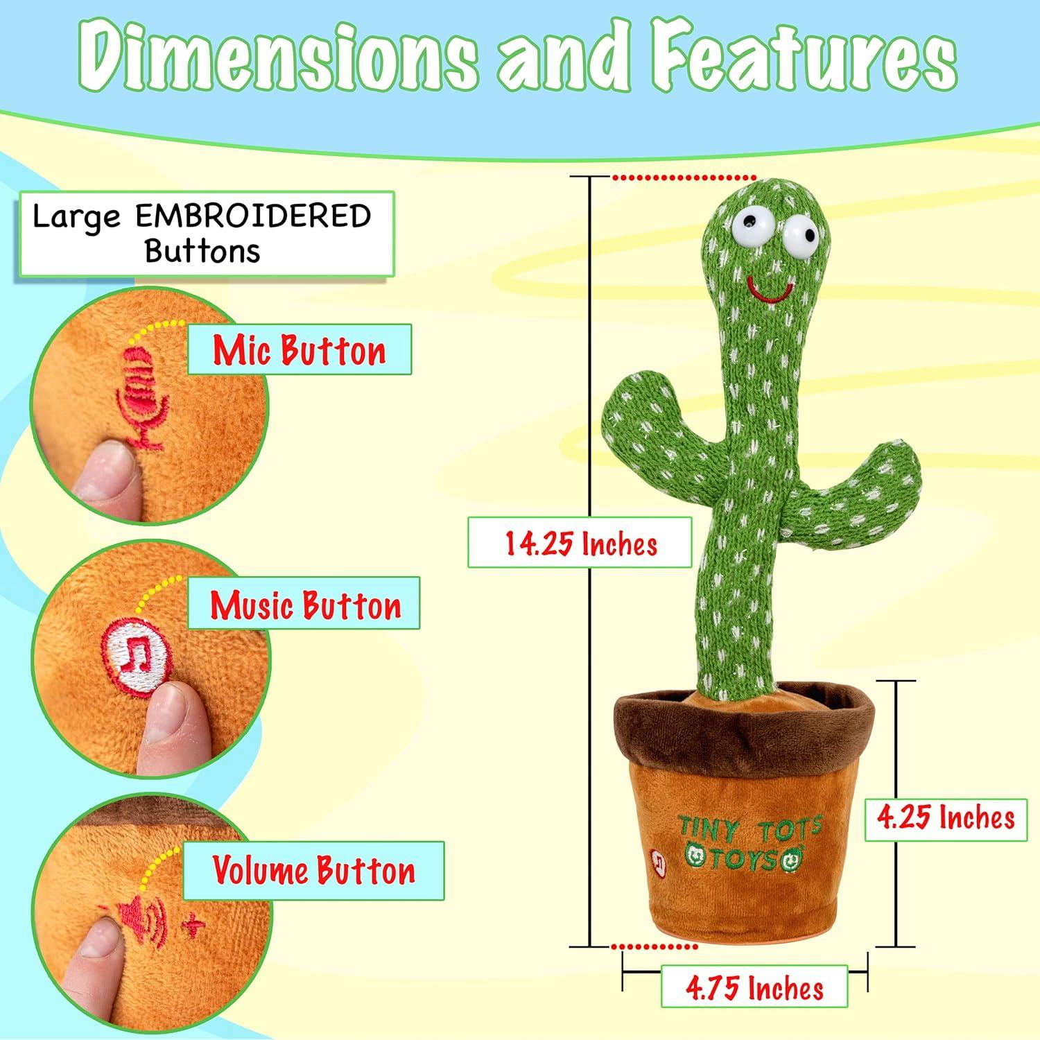 Juguete Cactus Bailarín Tiny Tots Toys - 125 Canciones LED