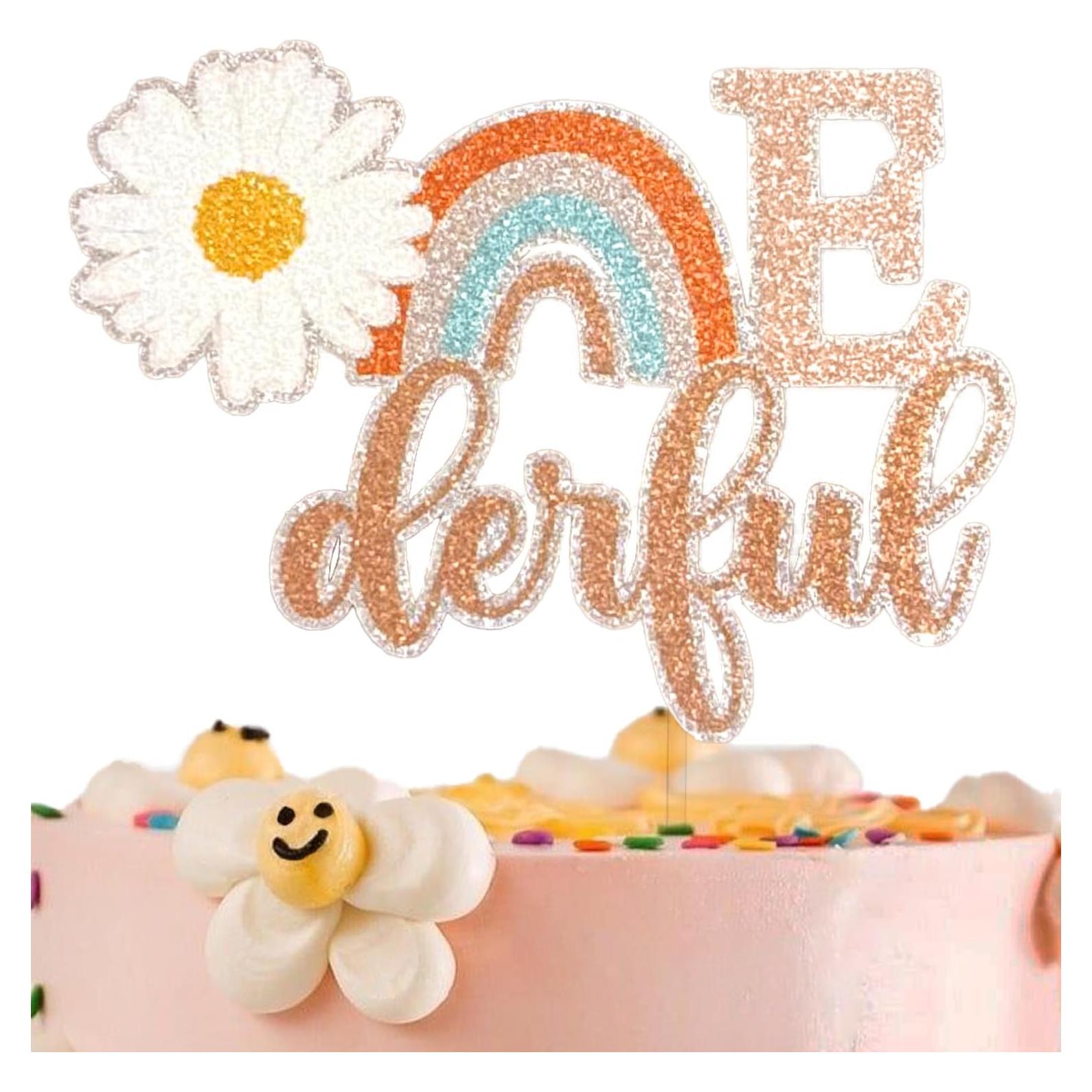 Topper de Pastel Daisy Onederful Festus 15.5x11.4cm Brillante