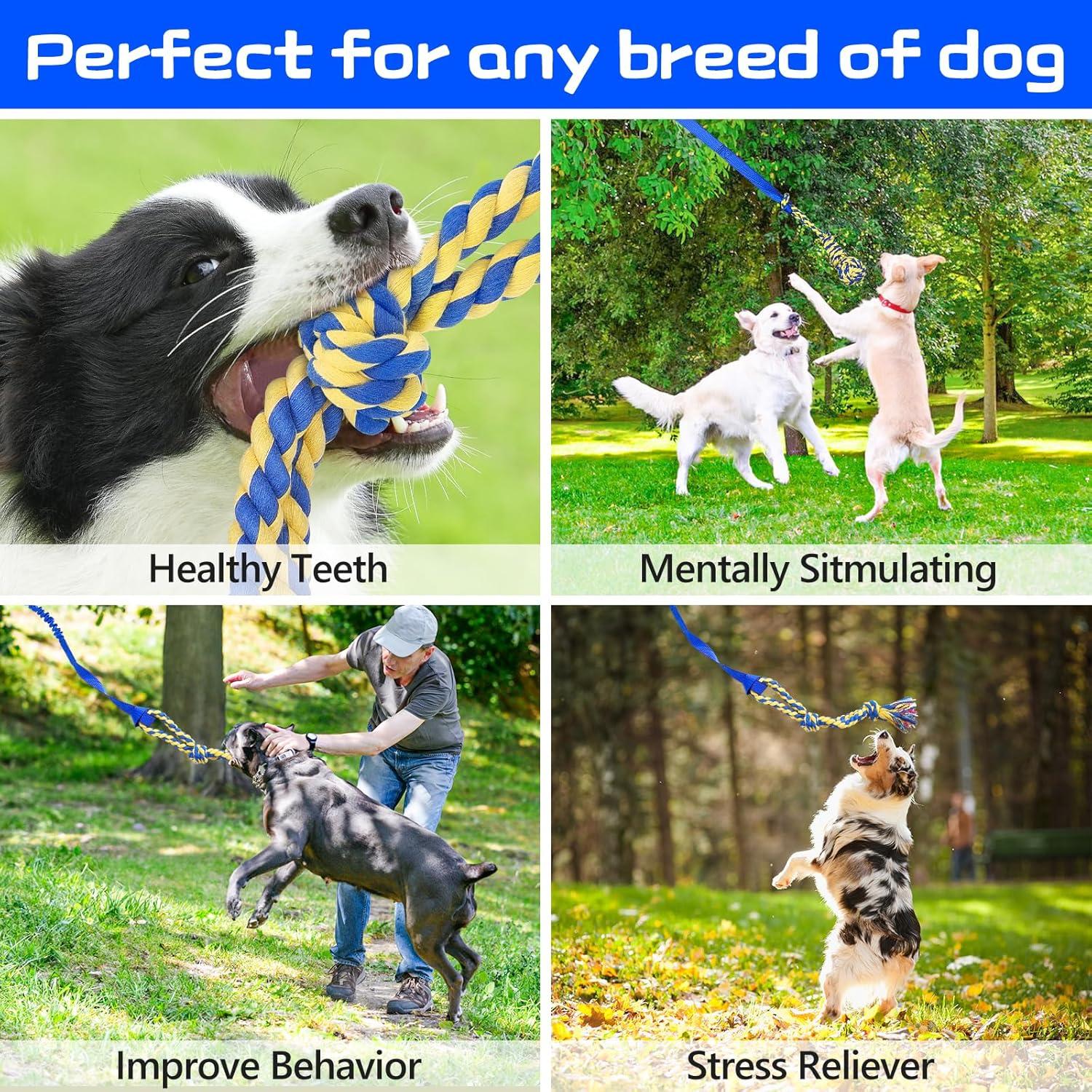 Juguete de tira y afloja para perros XiaZ - Cuerda elástica azul