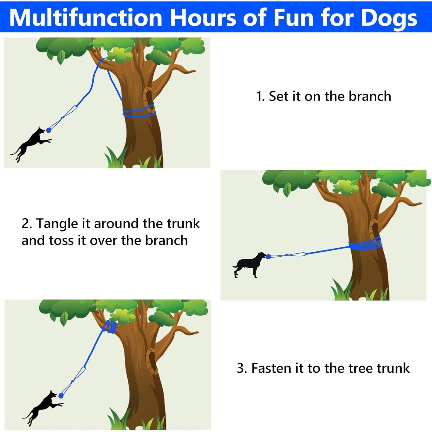 Juguete de tira y afloja para perros XiaZ - Cuerda elástica azul