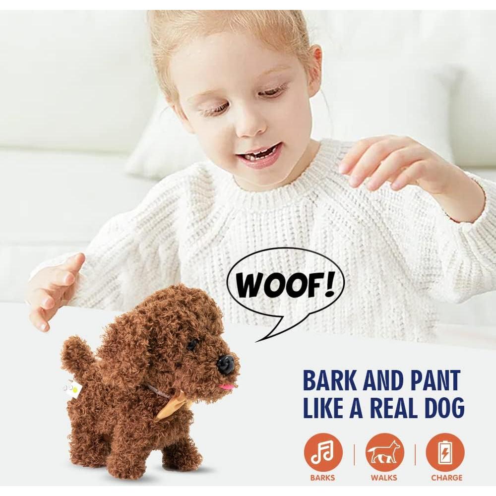 Perro Robot Interactivo Goldendoodle - Juguete de Peluche 17.78 cm