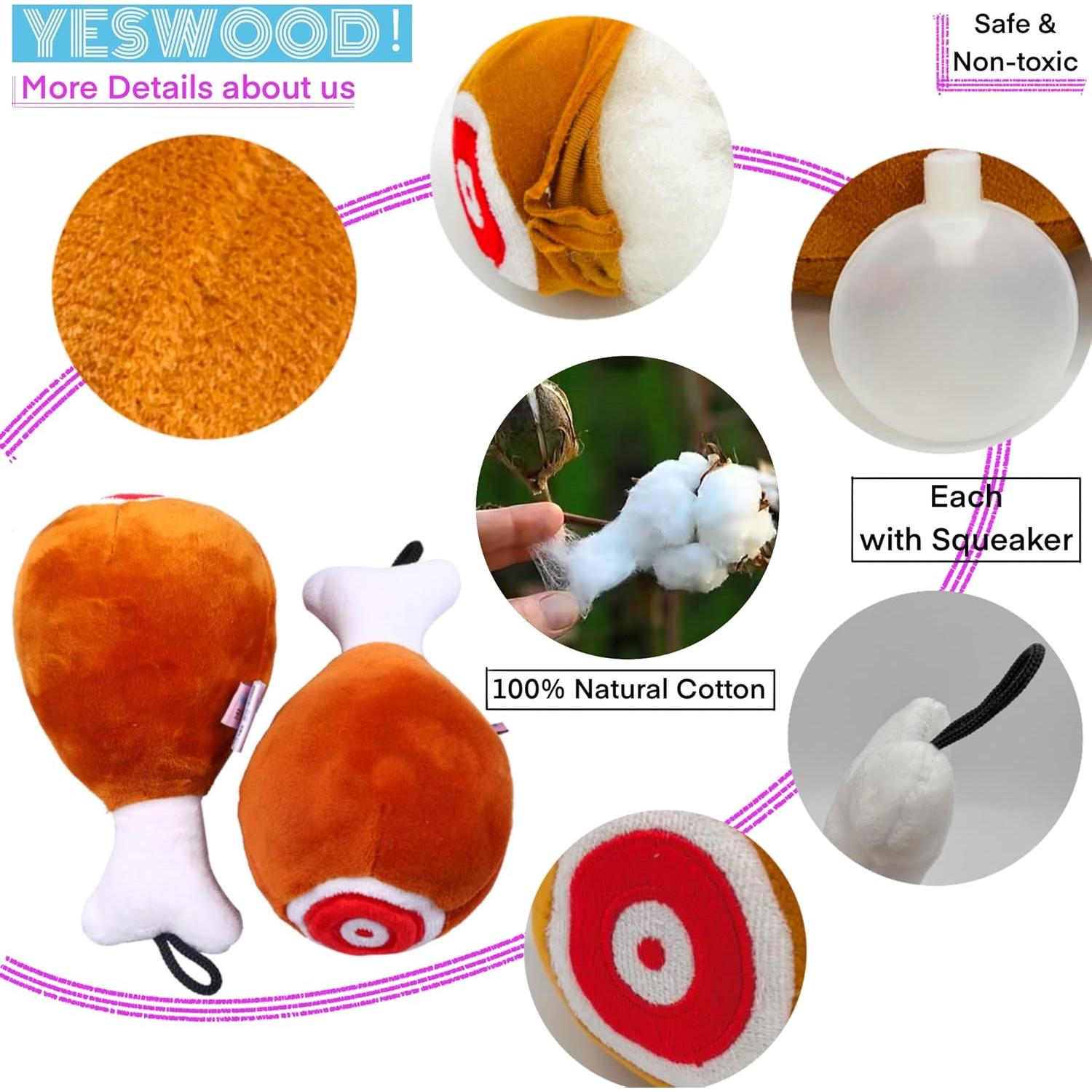 Juguetes de Peluche para Perros YESWOOD! Paquete de 3 Piernas de Pollo