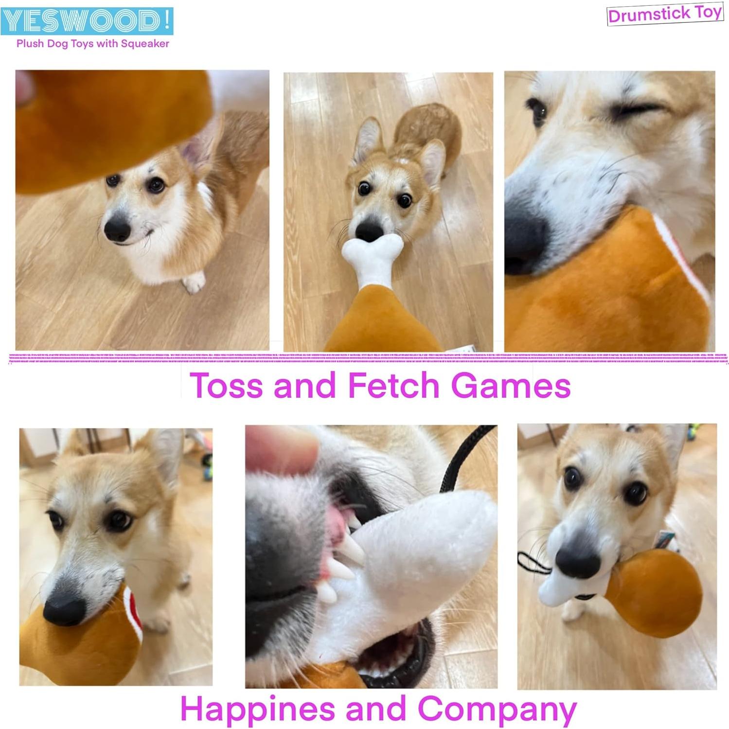 Juguetes de Peluche para Perros YESWOOD! Paquete de 3 Piernas de Pollo