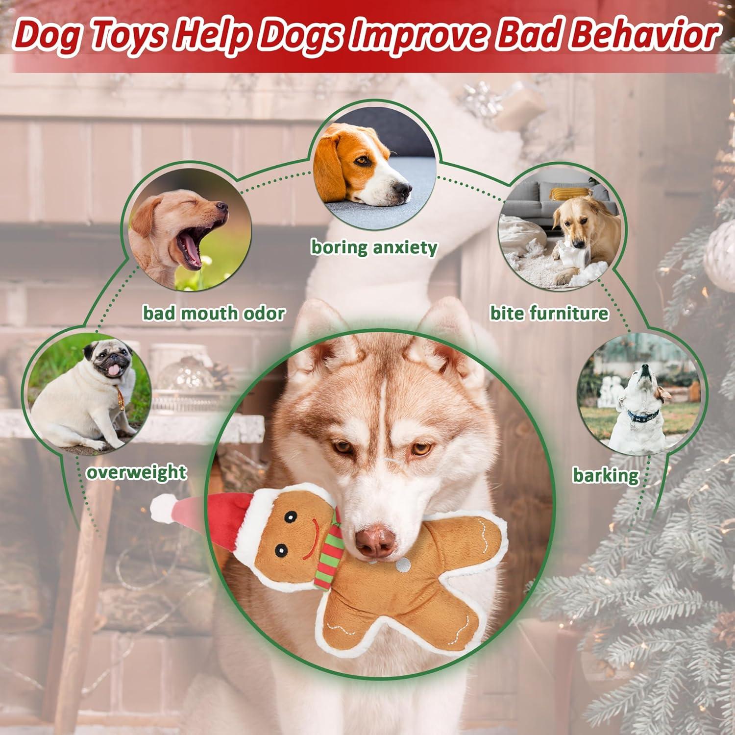 Juguetes para Perros de Navidad Lechong - Paquete de 4 Peluches