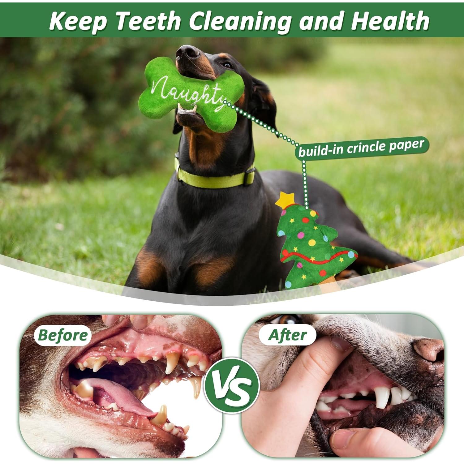 Juguetes para Perros de Navidad Lechong - Paquete de 4 Peluches