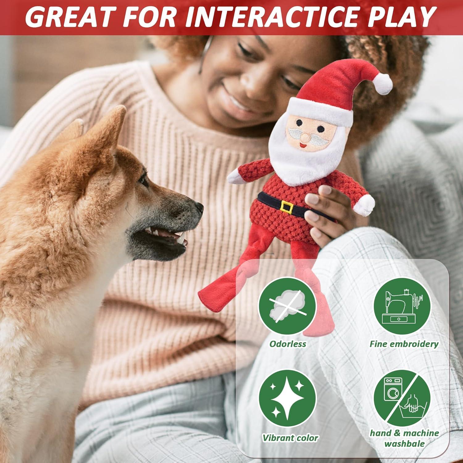 Juguetes para Perros de Navidad Lechong - Paquete de 4 Peluches