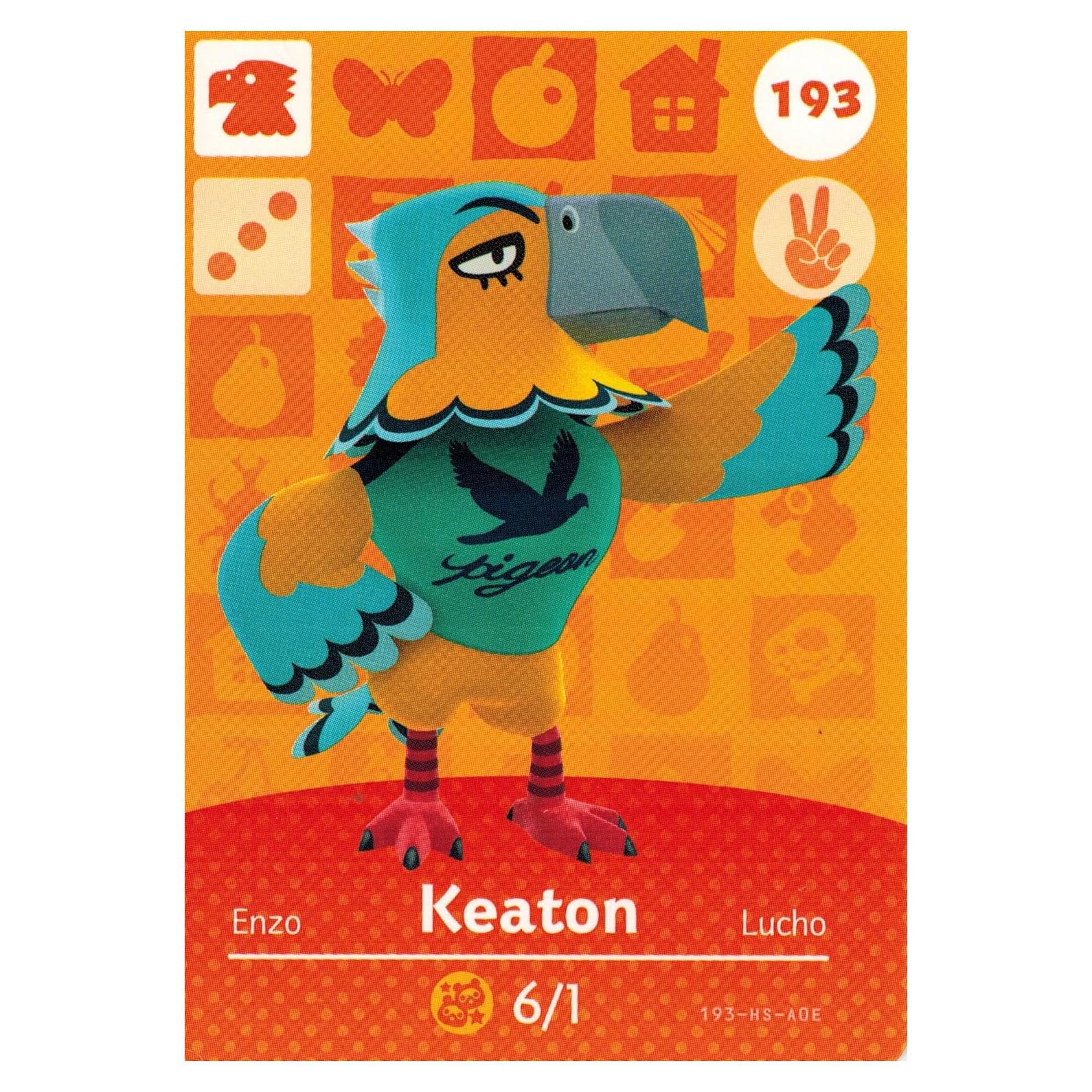 Tarjeta Amiibo Keaton 193/200 Nintendo Animal Crossing