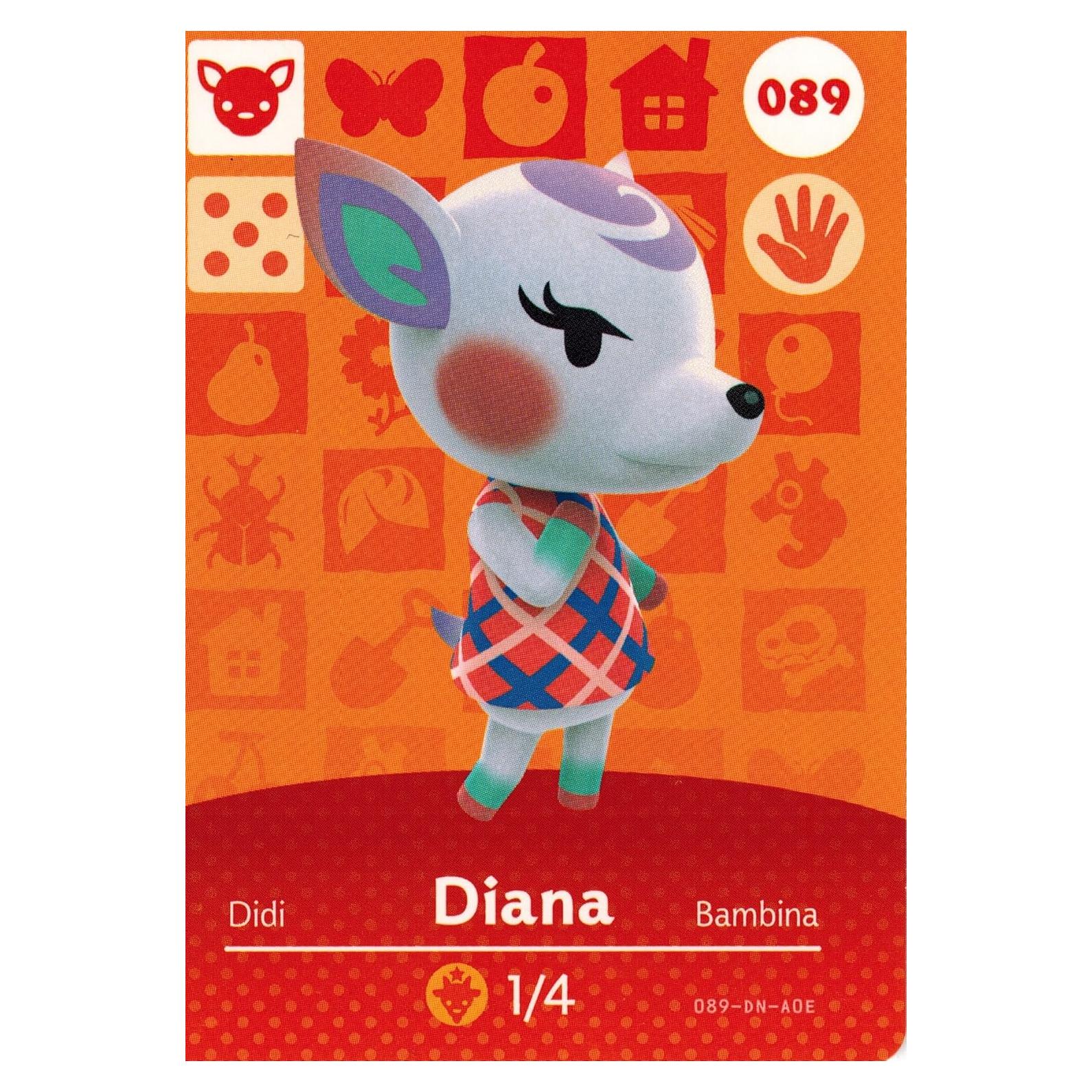 Tarjeta Amiibo Animal Crossing Diana 089/100 - Nueva