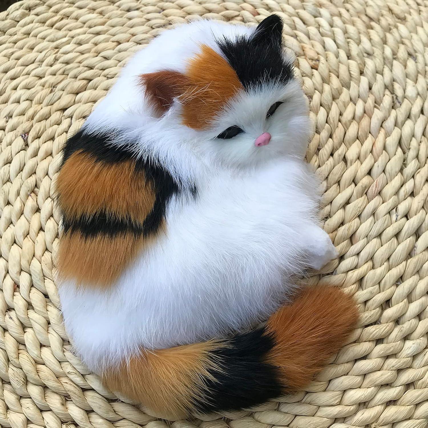 Figurita de Gato Calico Realista Basuo-9Q 17.95x13x6 cm